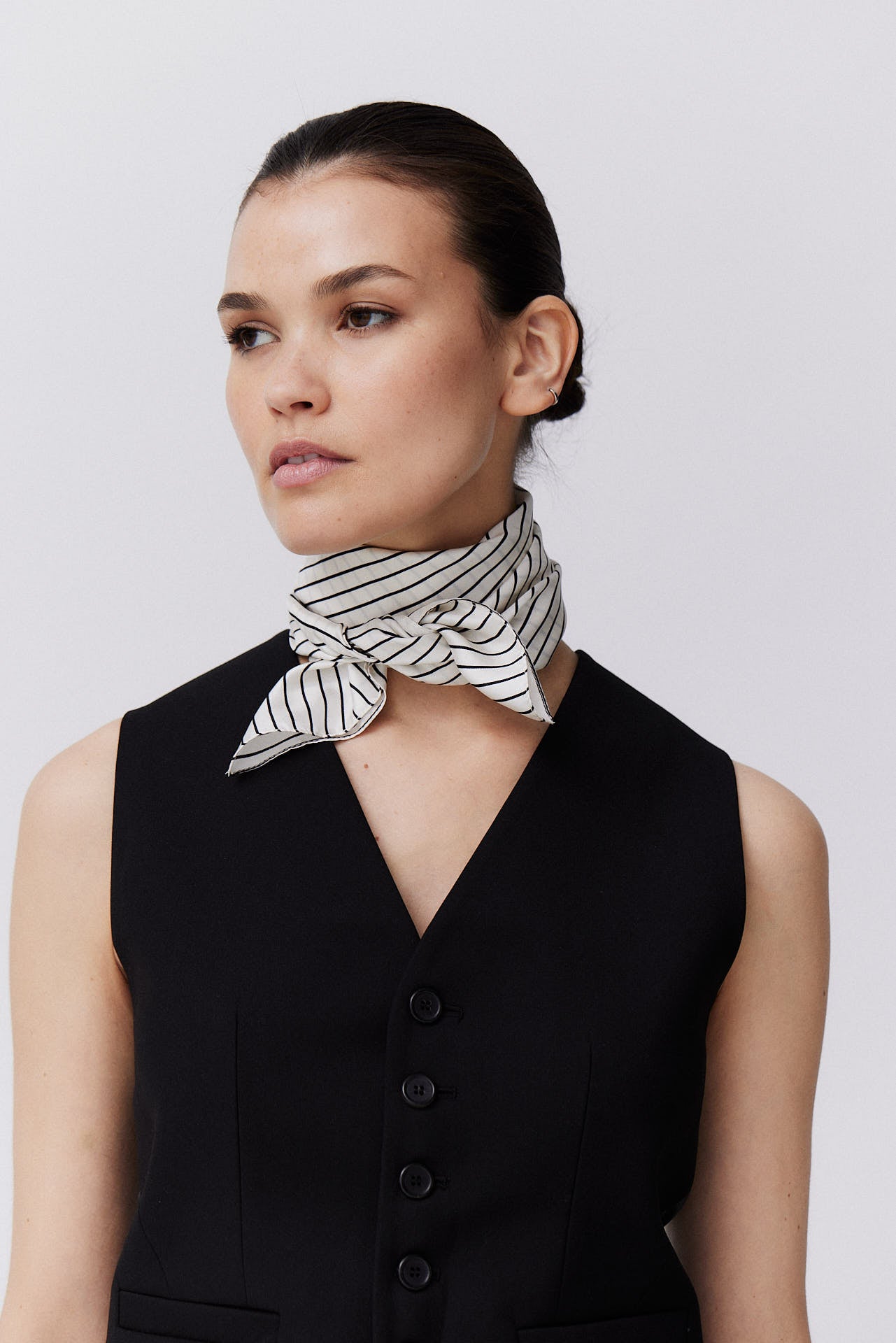 Silk Scarf Pinstripes 70 White