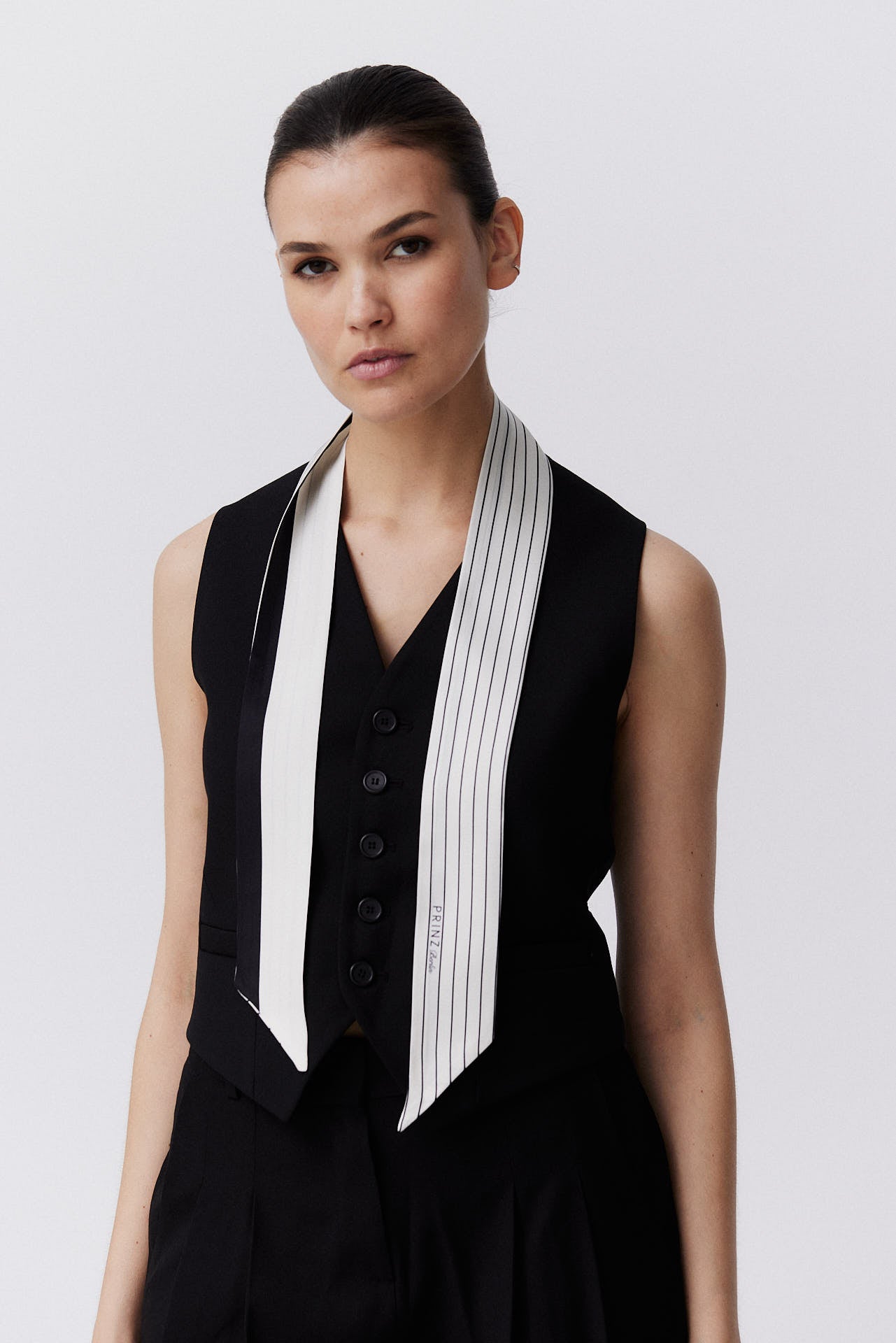 Silk Twilly Pinstripes White