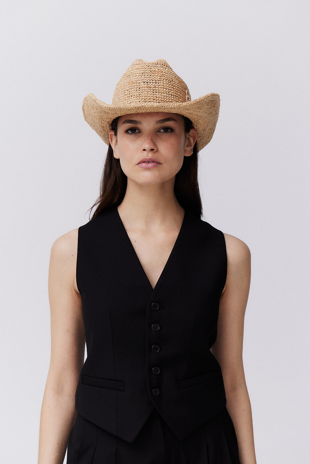 Straw Crochet Cowboy Hat Natural