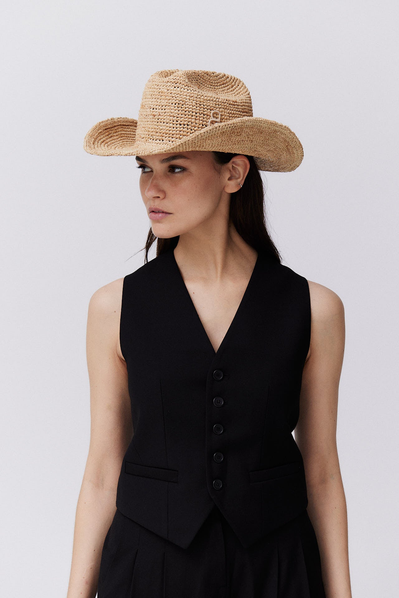 Straw Crochet Cowboy Hat Natural