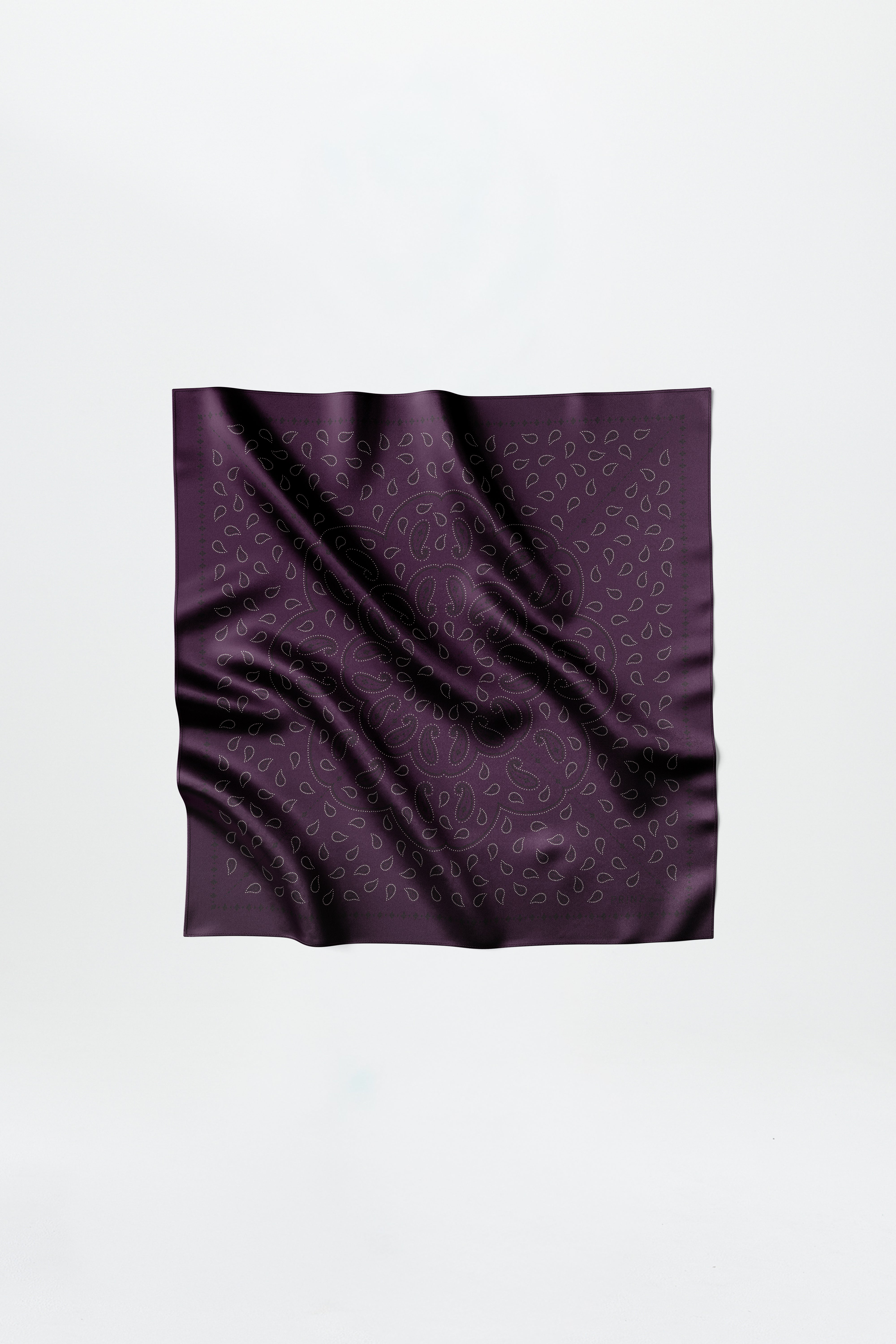 Silk Scarf Paisley 70 Aubergine