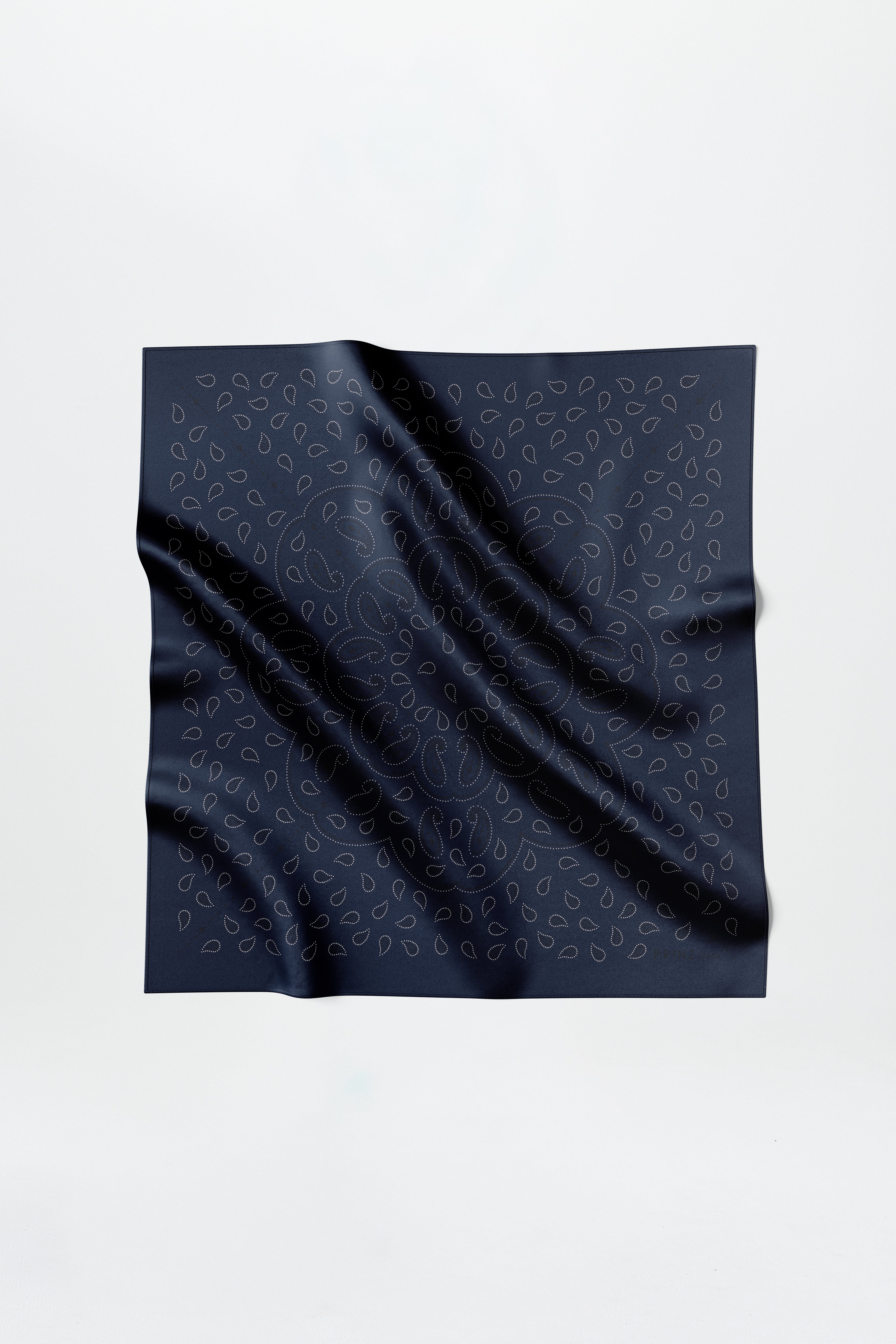Silk Scarf Paisley 90 Dark Blue