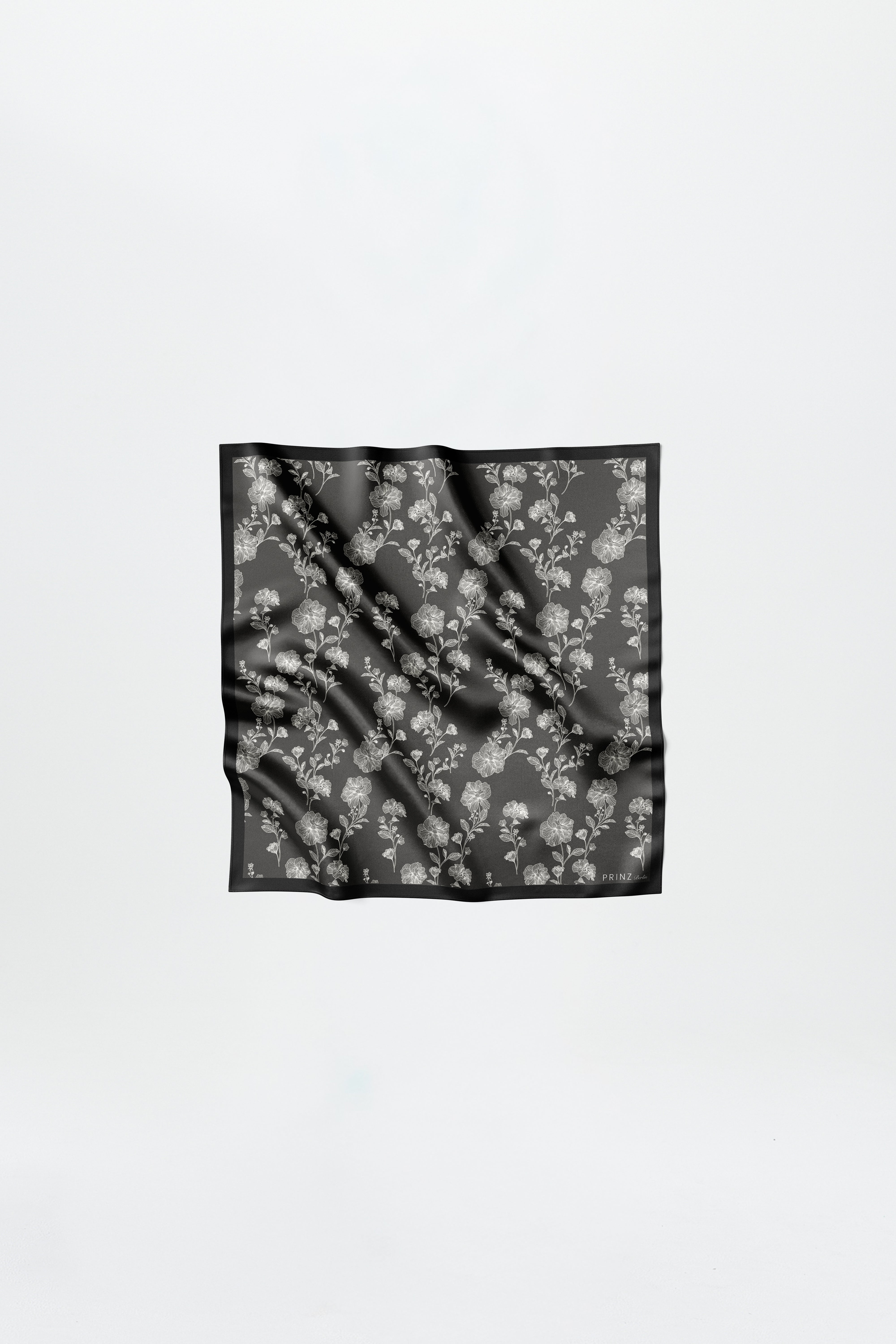 Silk Scarf Blossom 50 Black