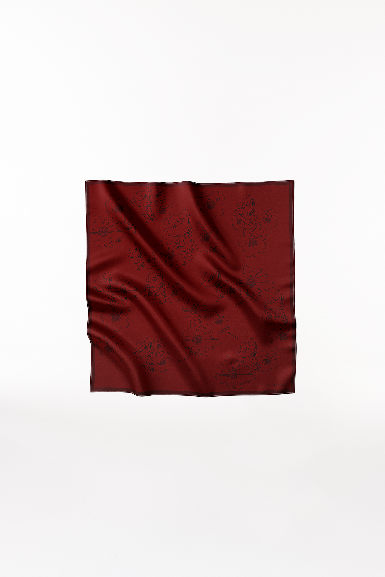 Silk Scarf Flowers 70 Burgundy