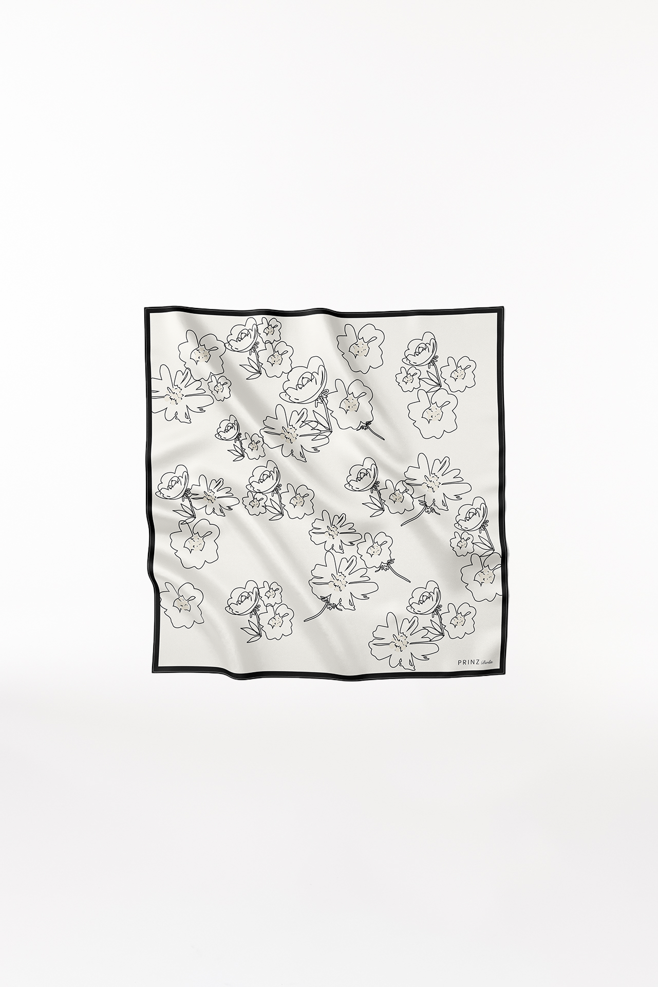 Silk Scarf Flowers 70 Off-White