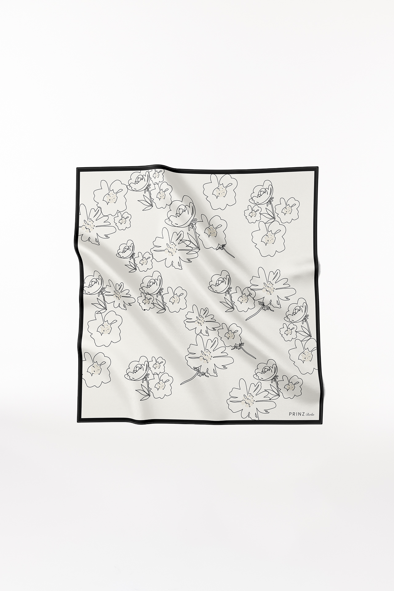 Silk Scarf Flowers 90 Off-White