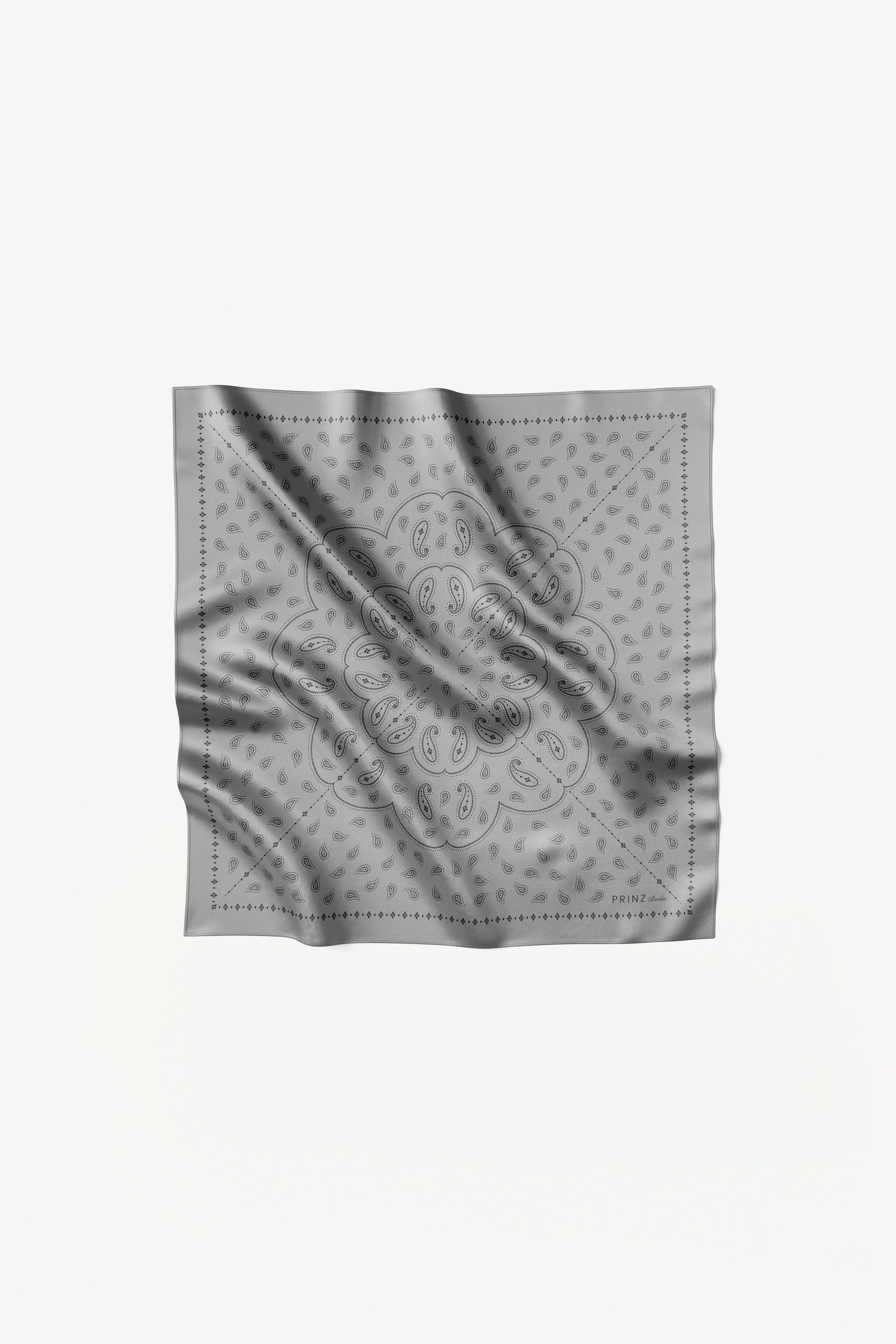 Silk Scarf Paisley 70 Grey