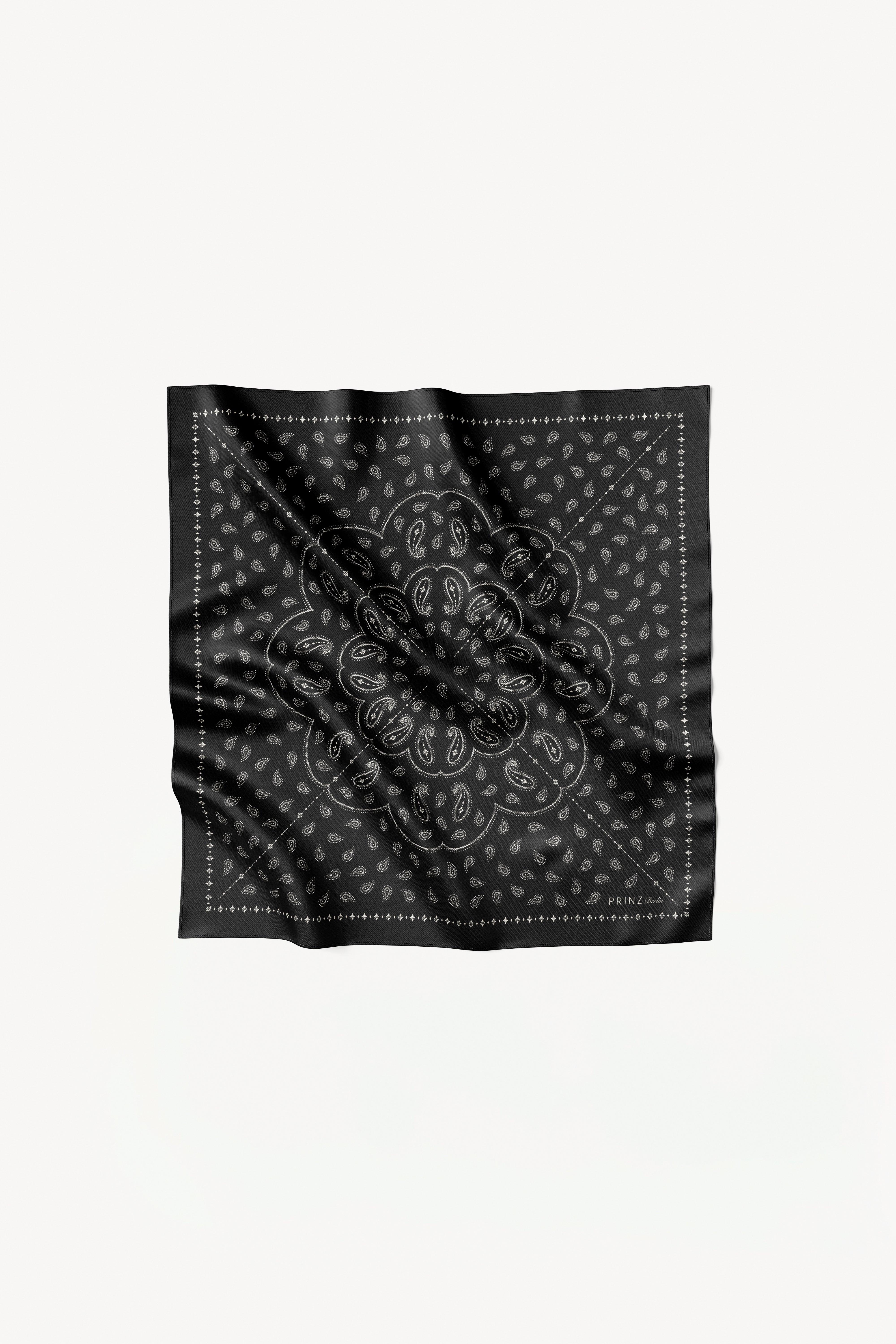 Silk Scarf Paisley 70 Black
