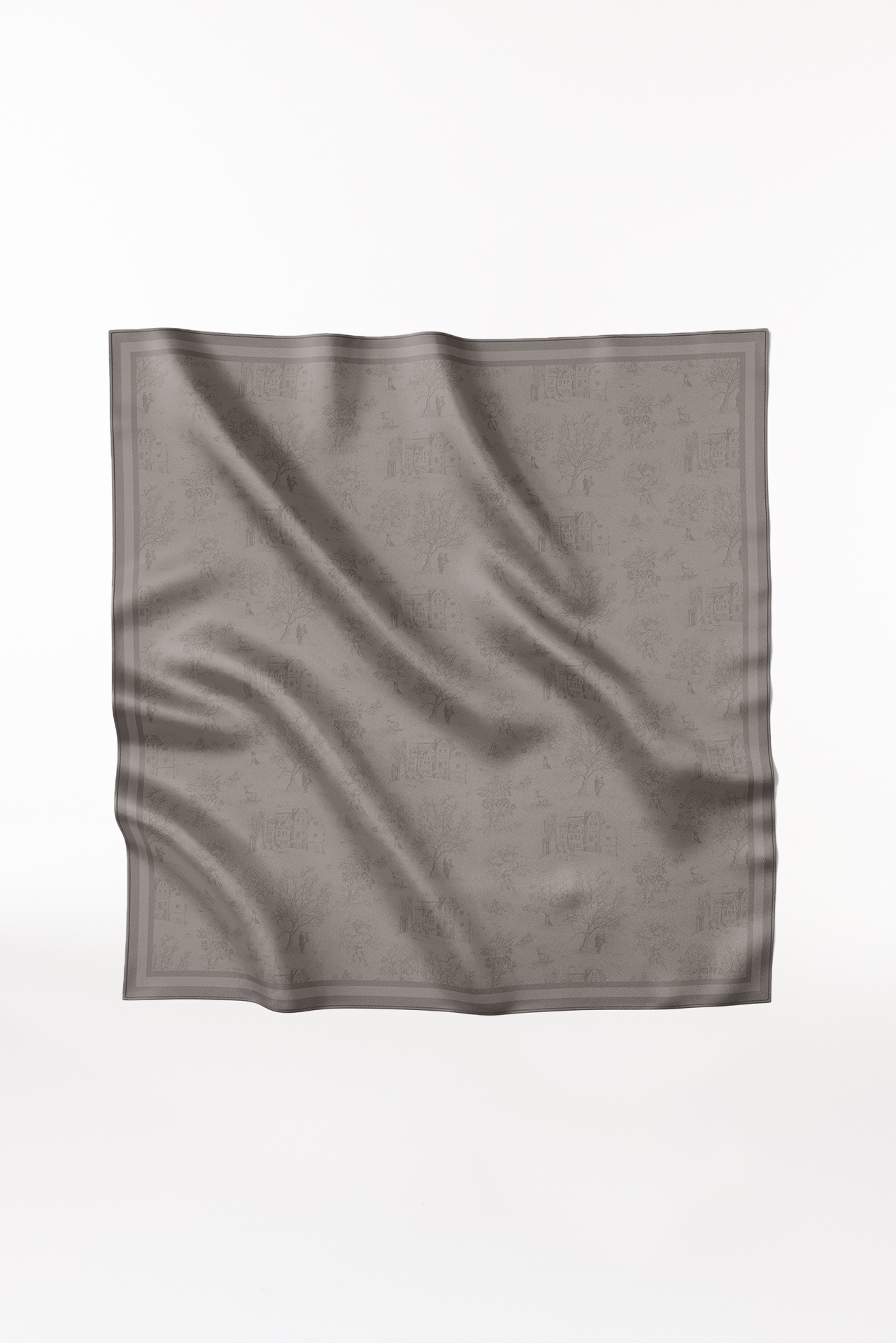 Silk Scarf Toile Valentine 123 Taupe