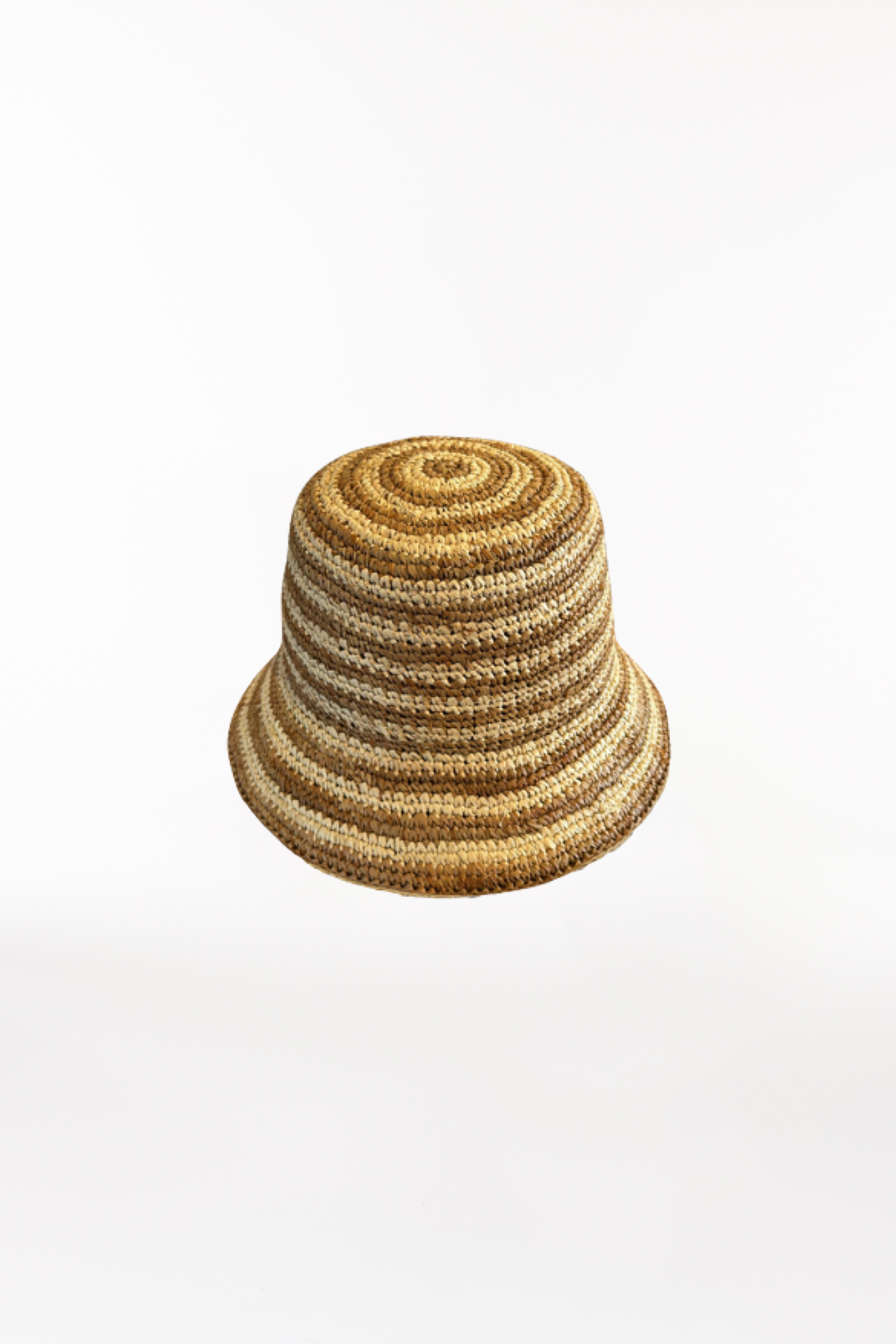 Straw Crochet Cloche Coffee Striped