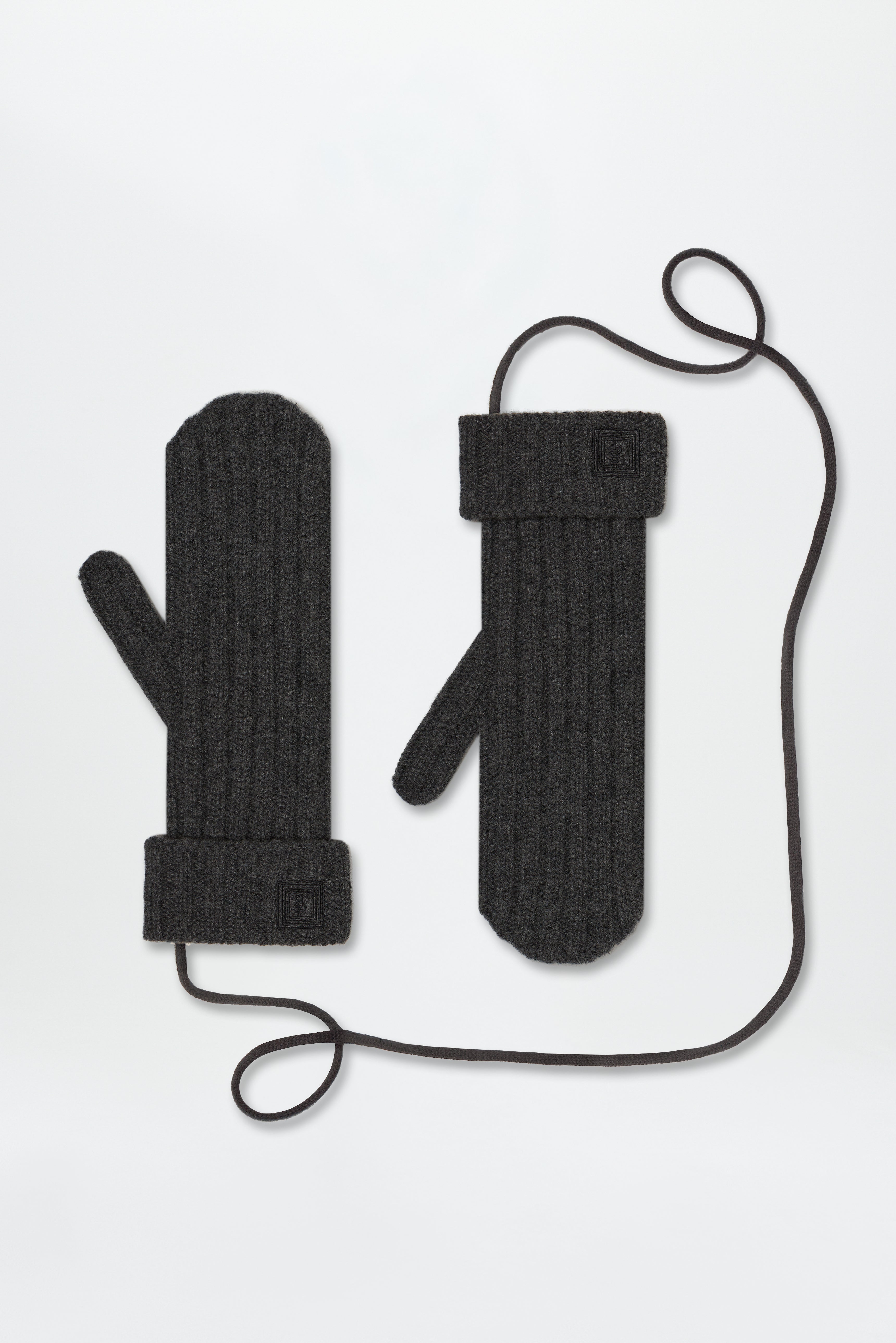 Cashmere Rib Mittens Graphite