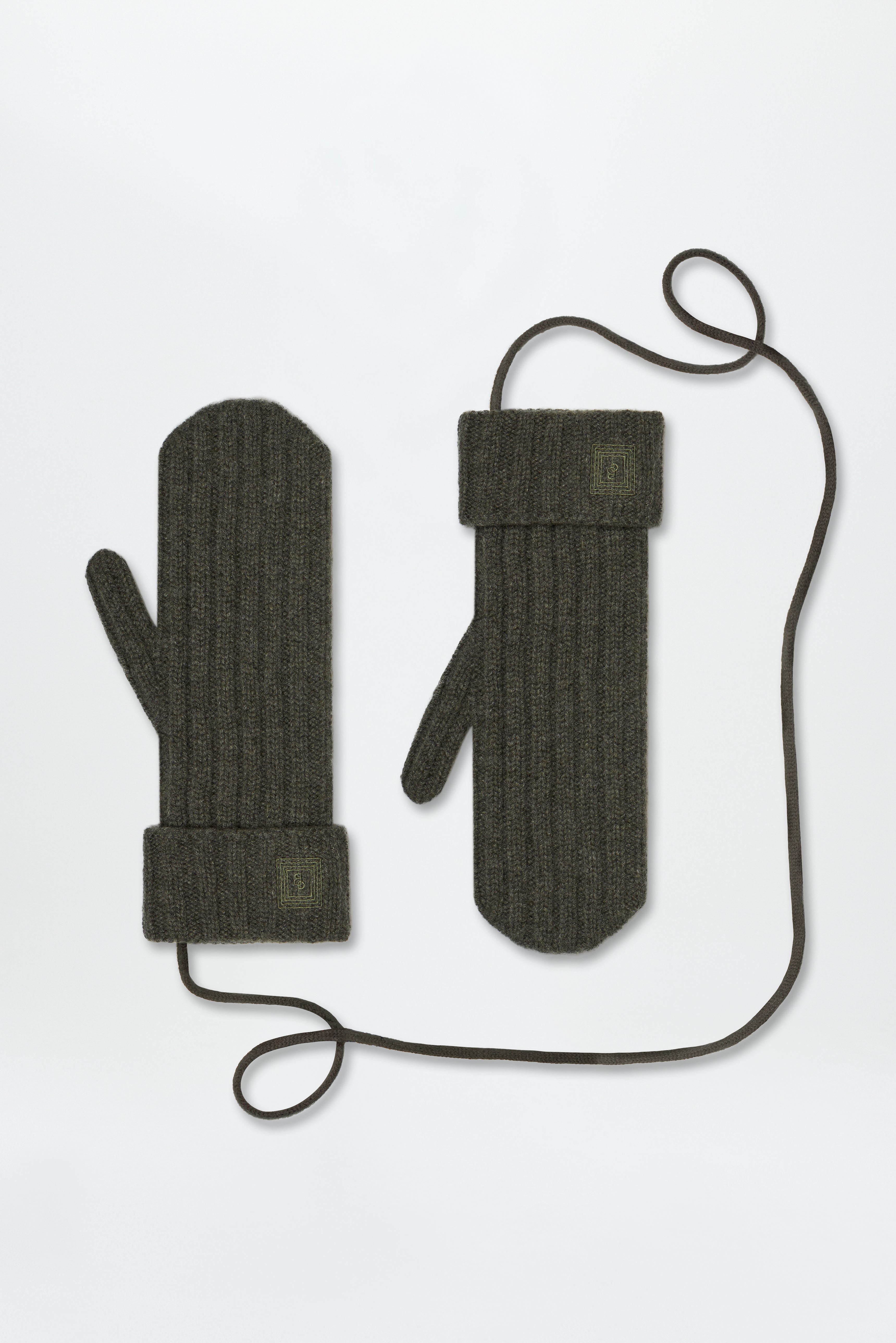 Cashmere Rib Mittens Forest