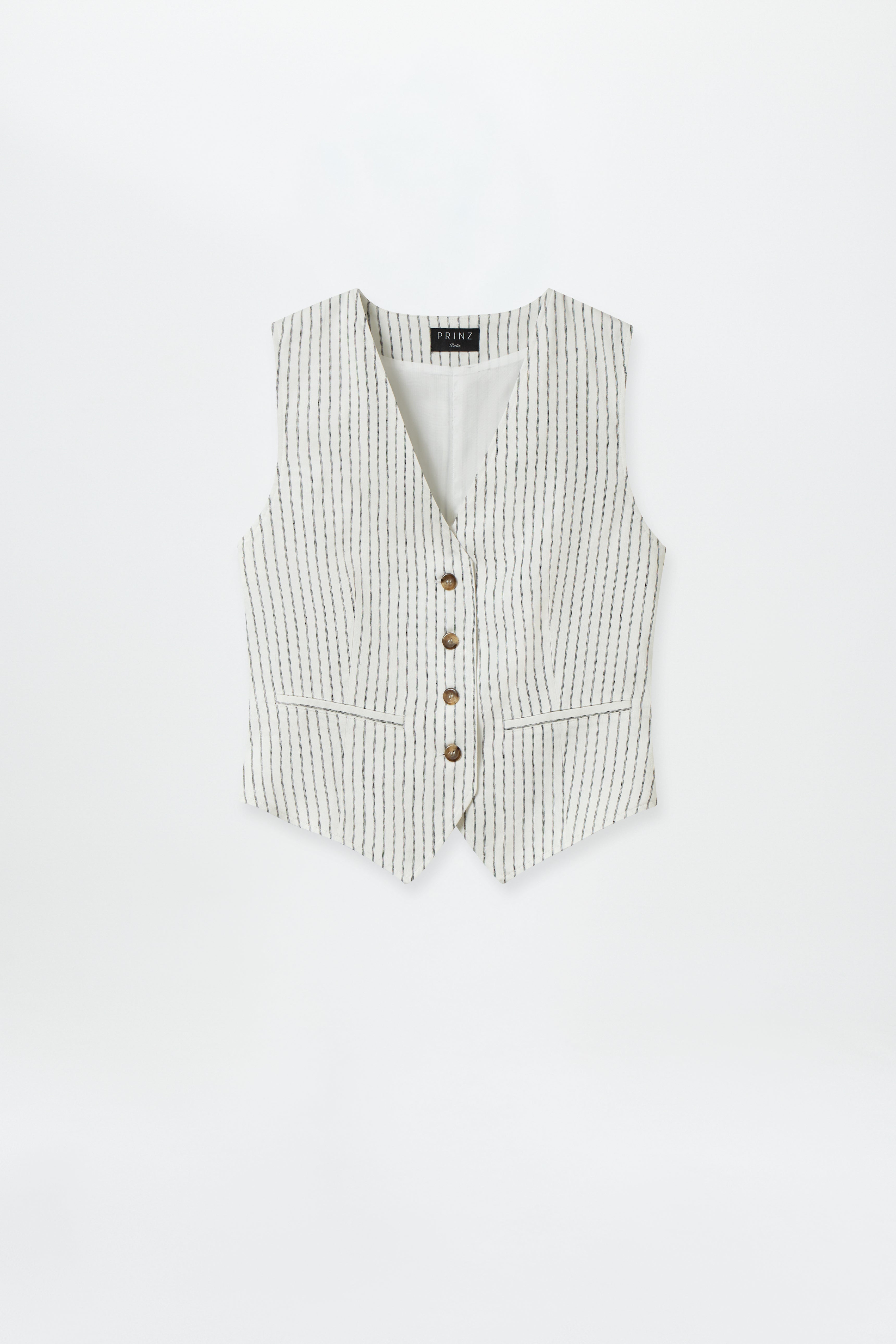 Linen Vest Off-White Stripes