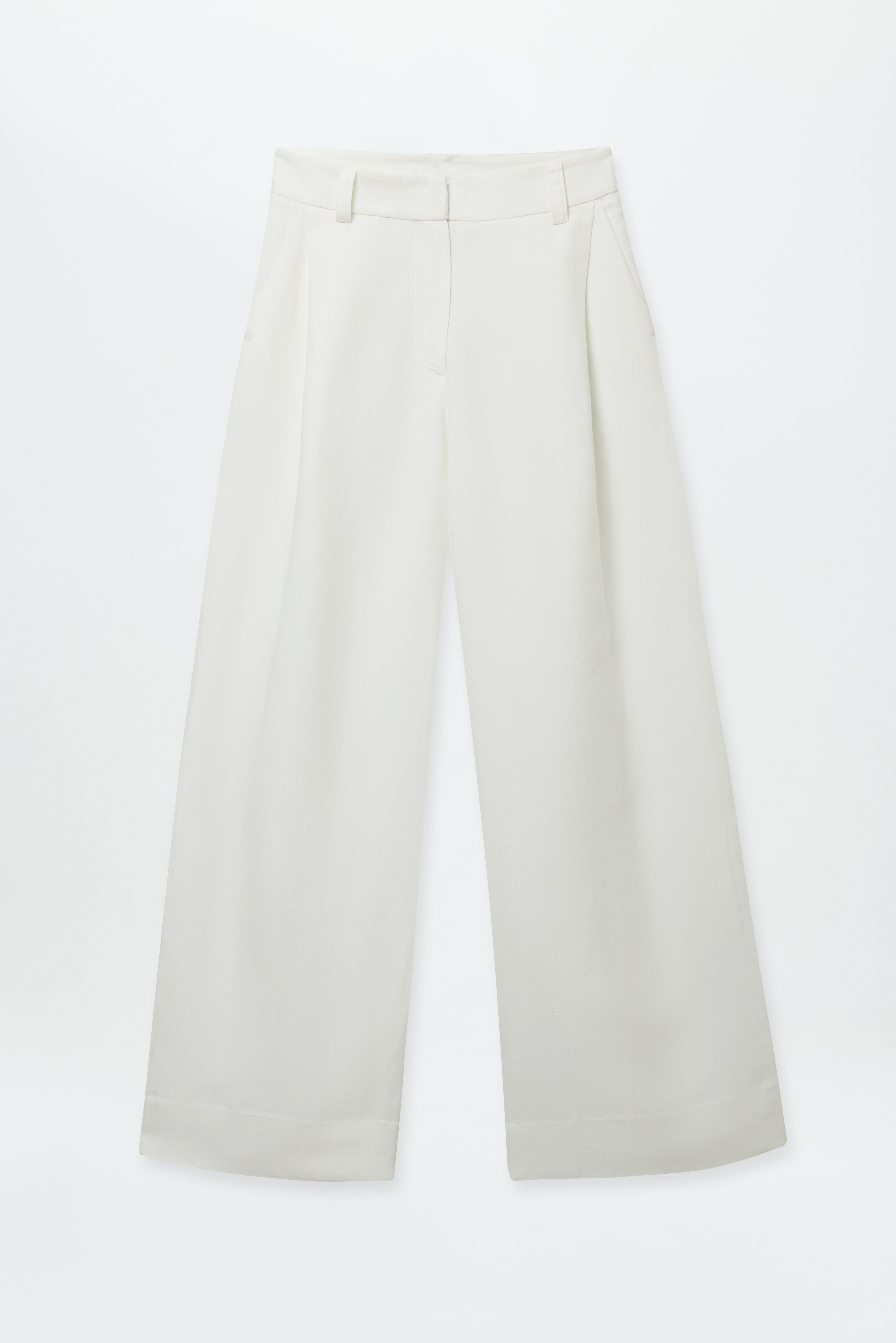 Linen Pleat Trousers Off-White