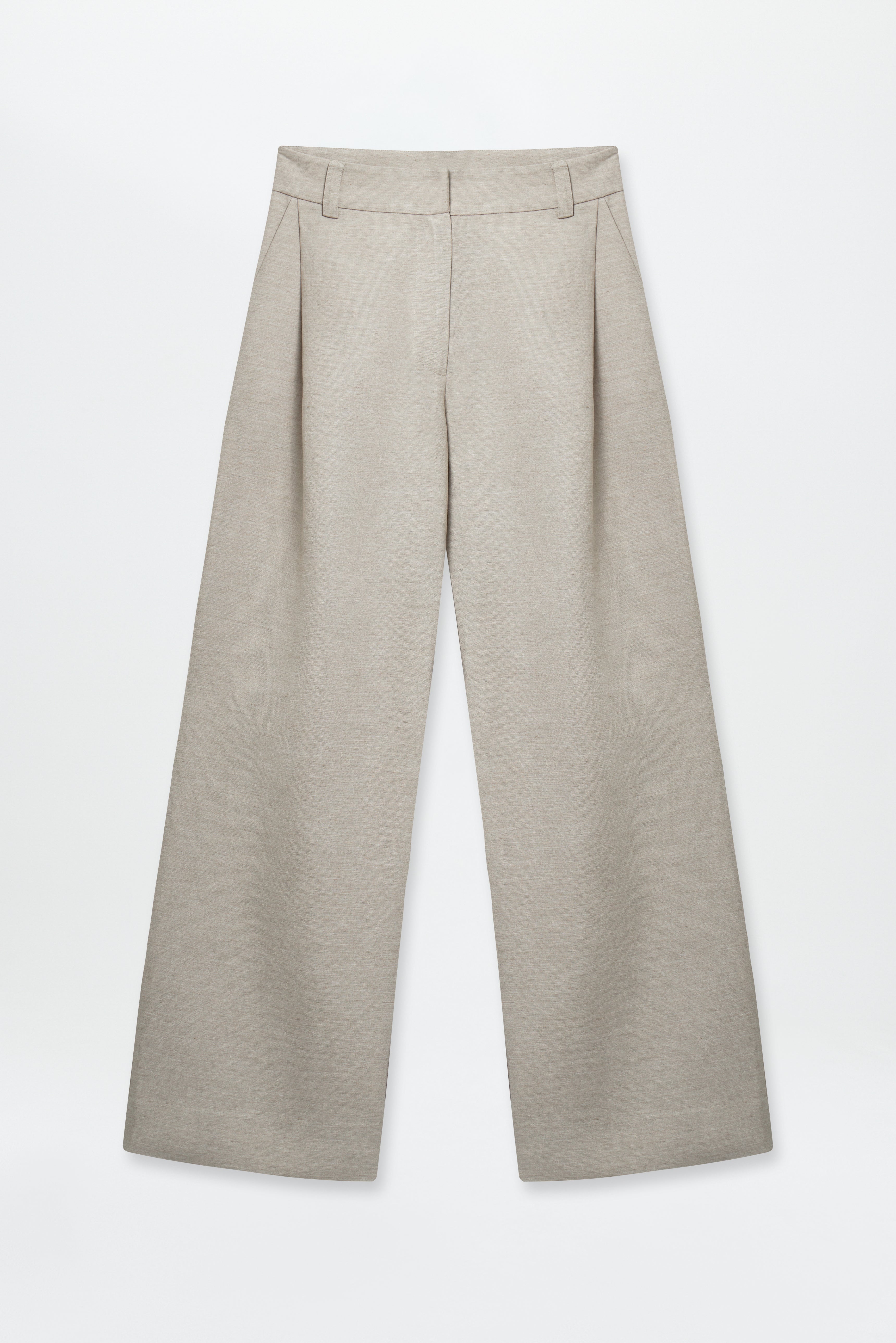 Linen Pleat Trousers Taupe