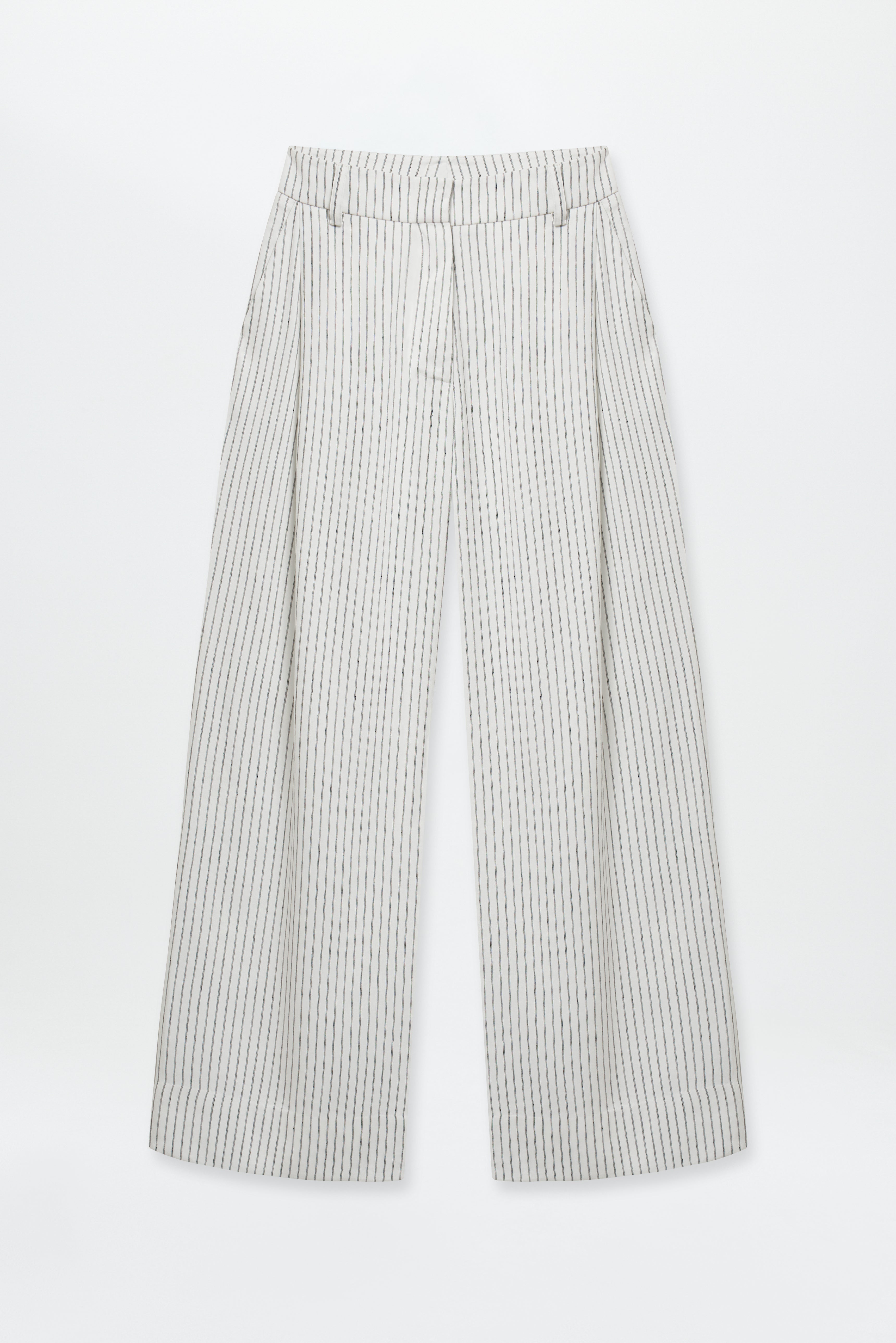 Linen Pleat Trousers Off-White Stripes