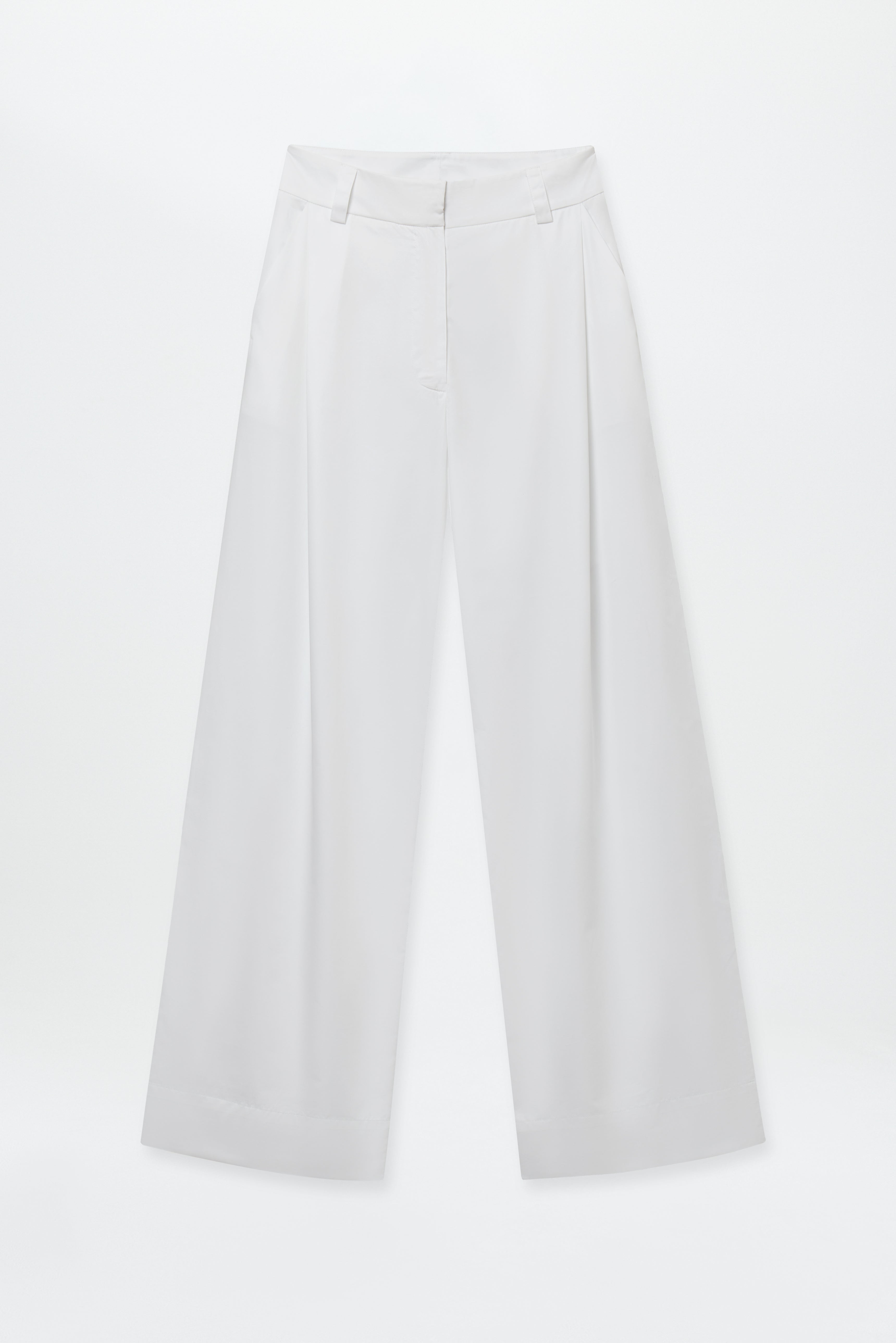 Cotton Pleat Trousers White