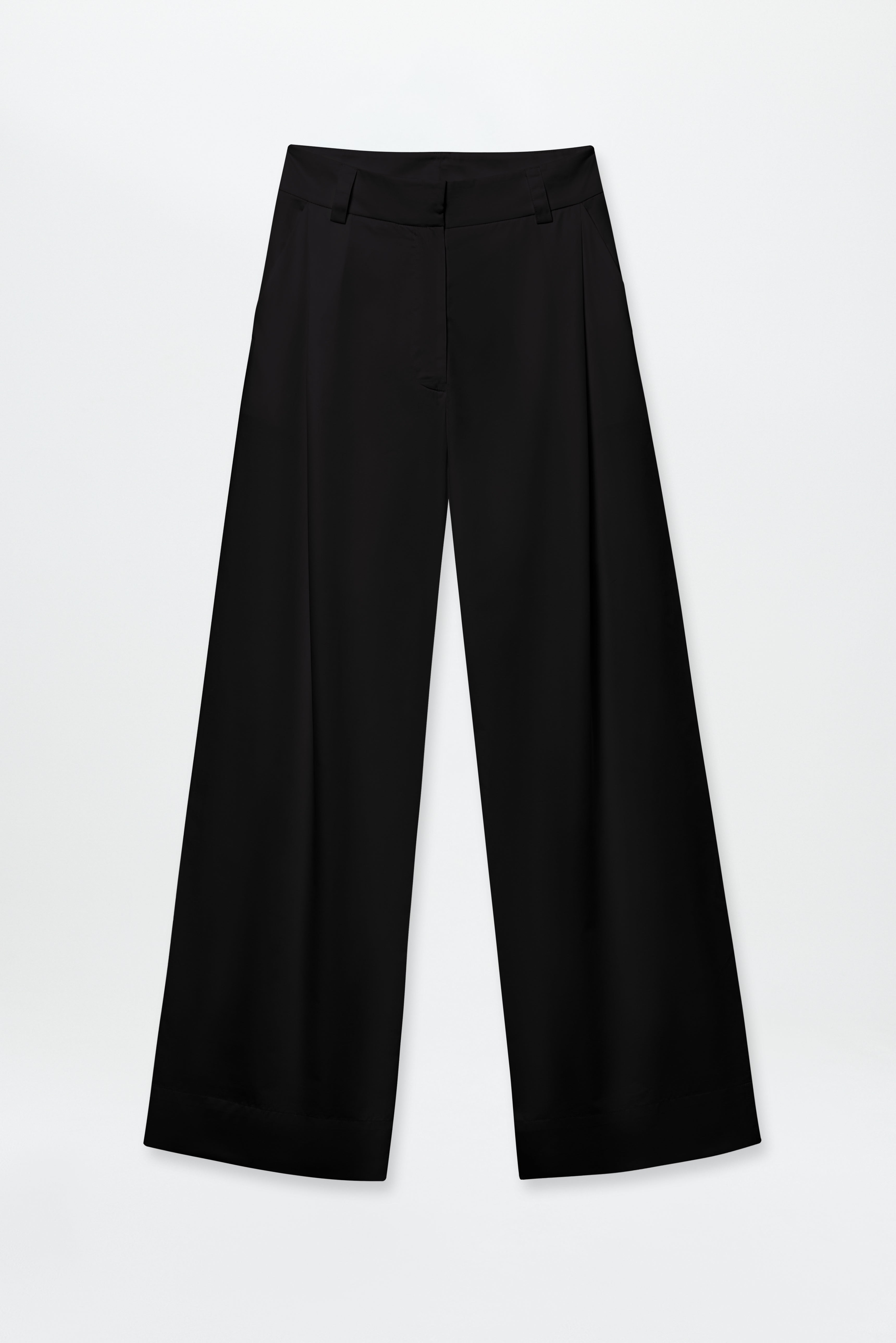 Cotton Pleat Trousers Black