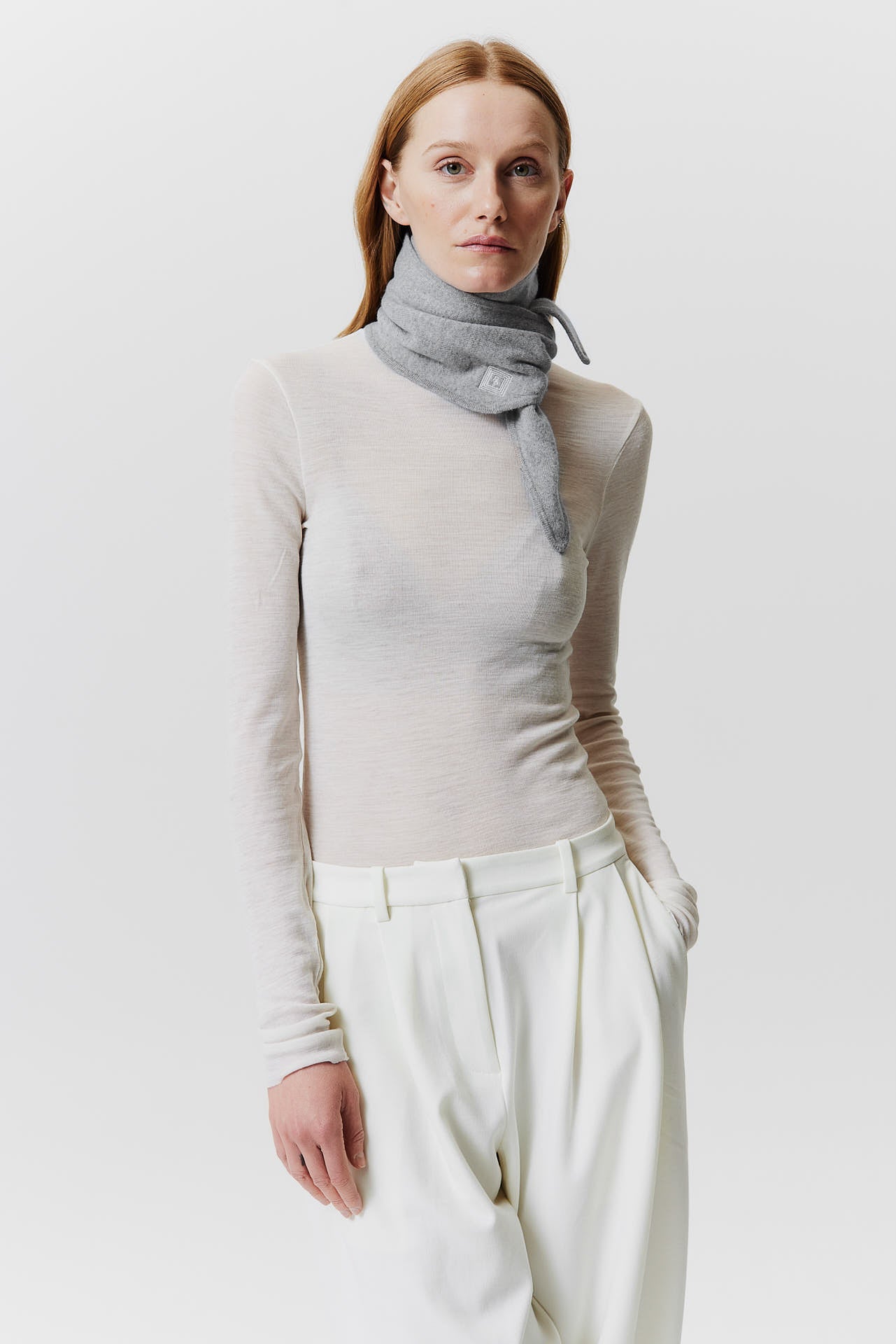 Kaschmir Bandeau Fine Knit Light Grey