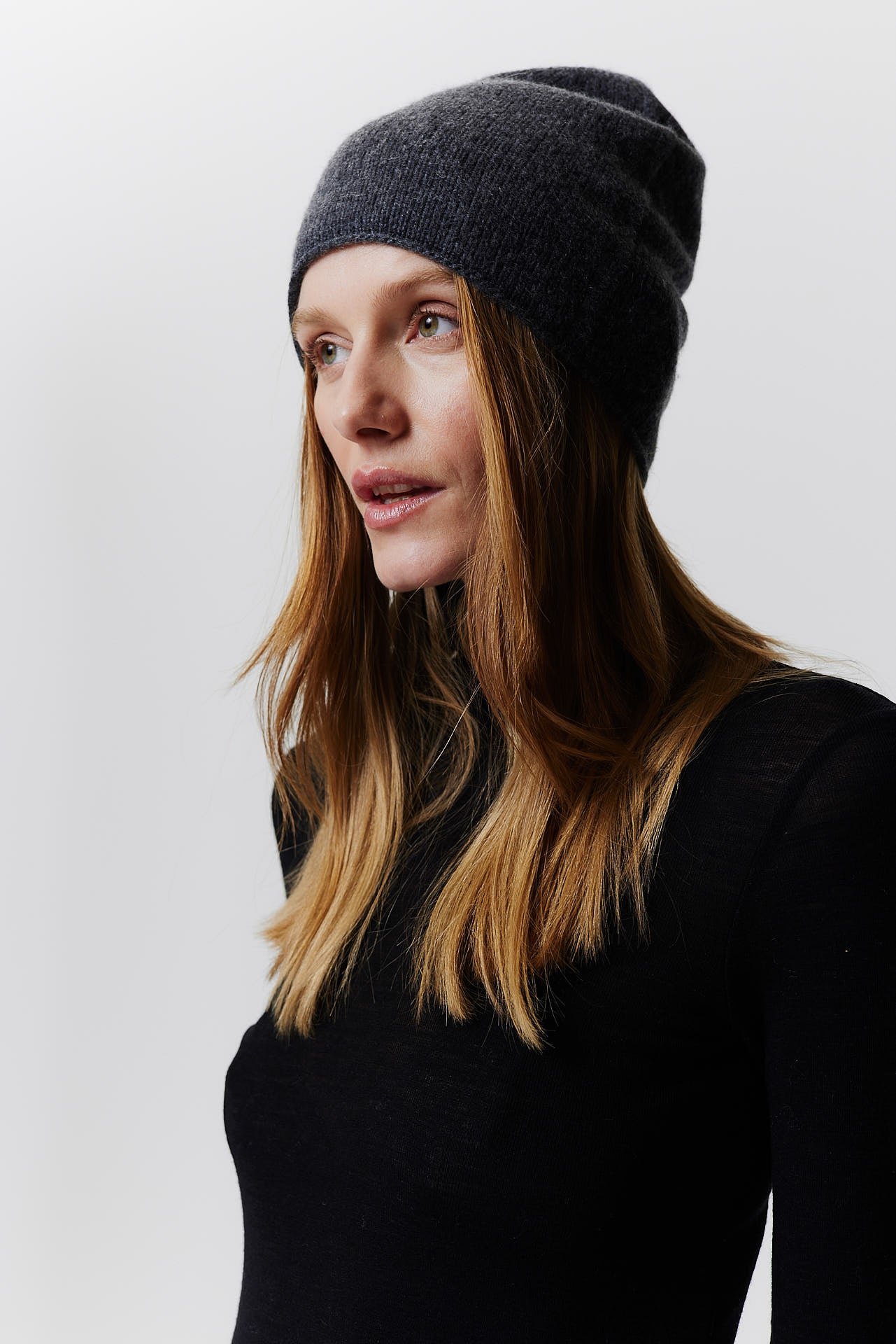 Cashmere Beanie Fine Knit Graphite