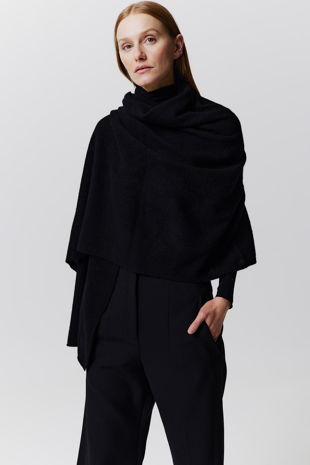 Cashmere Scarf Fine Knit Black