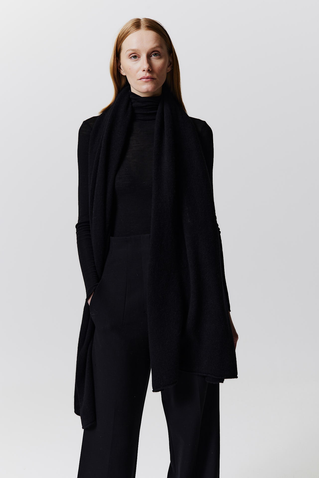 Cashmere Scarf Fine Knit Black