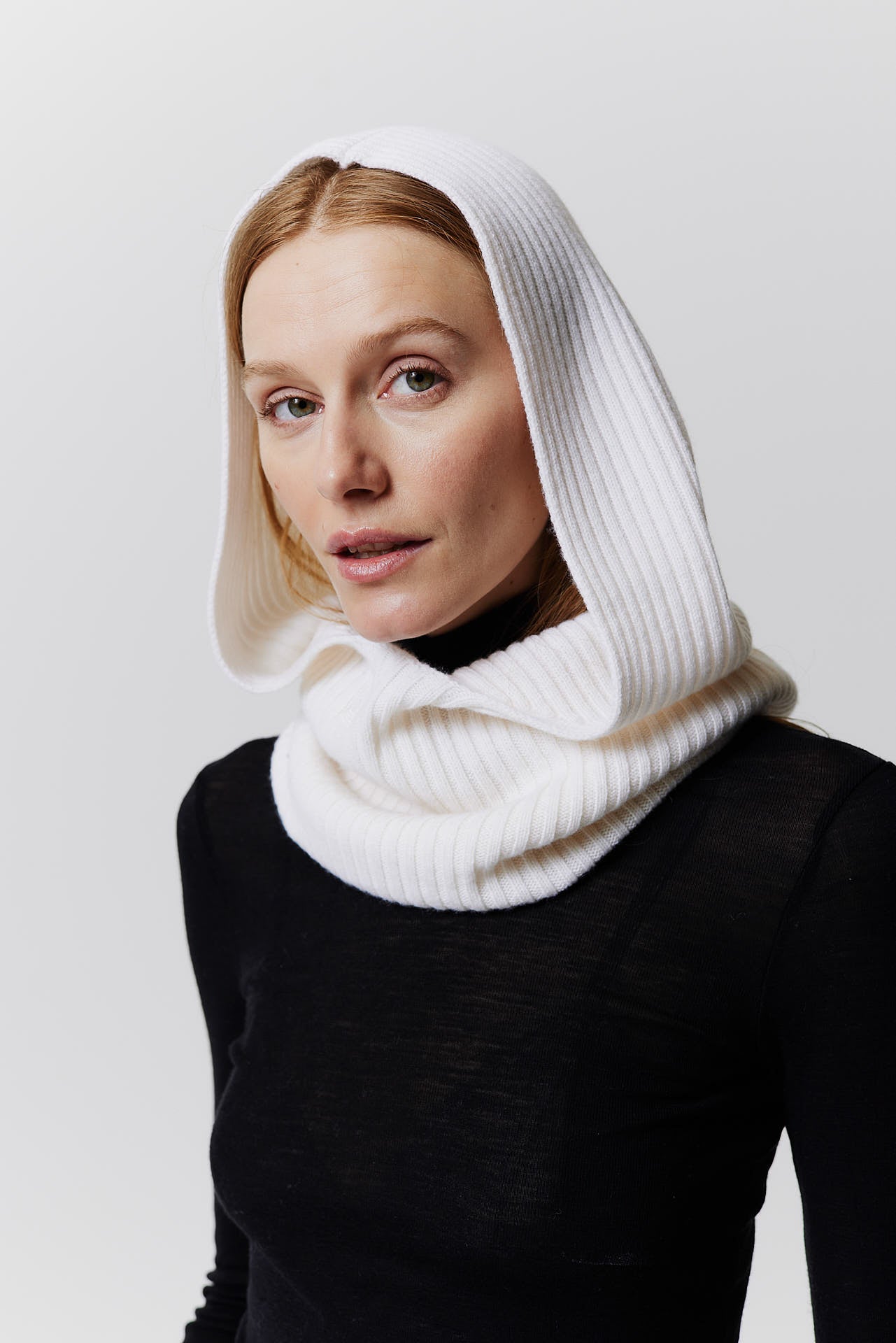 Cashmere Hood Rib Knit Off-White