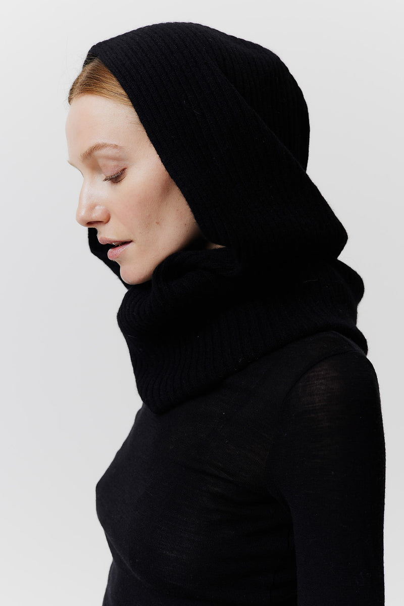 Prinz Berlin Kaschmir Hood Rib Knit Schwarz