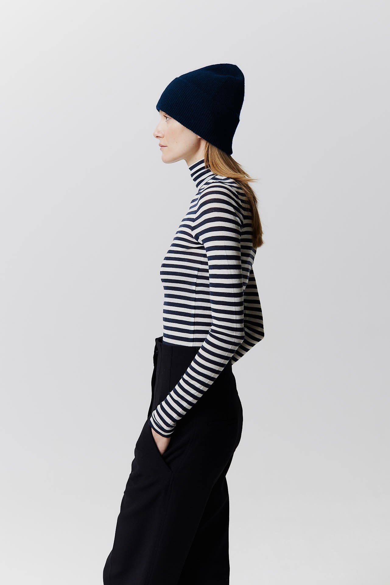 Kaschmir Beanie Classic Knit Dunkelblau