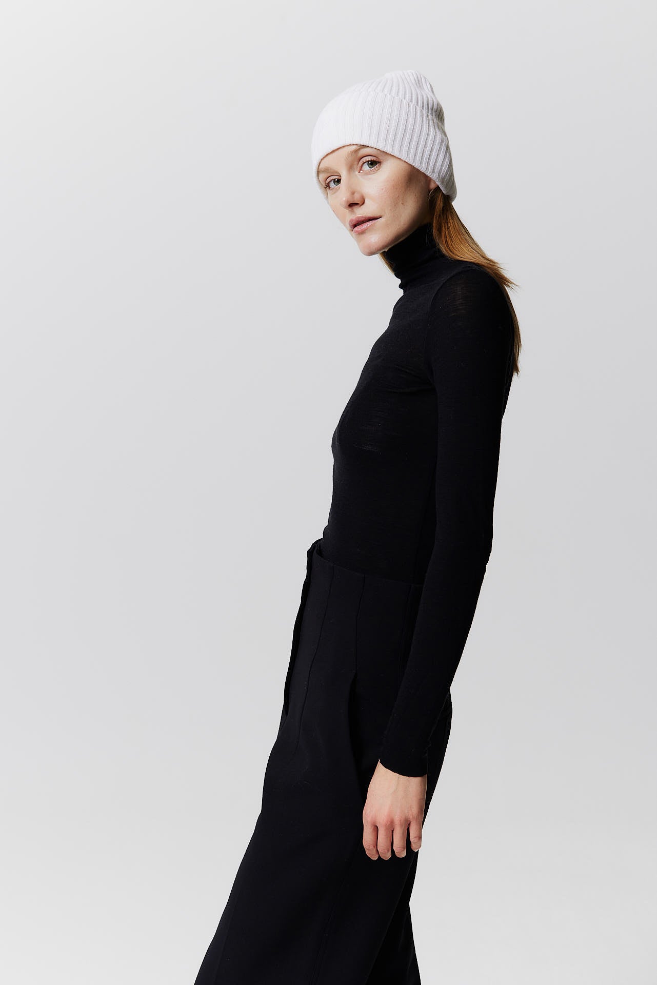 Cashmere Beanie Rib Knit Graphite