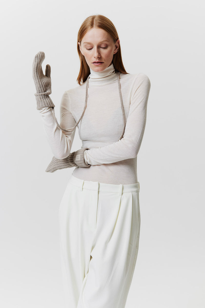Prinz Berlin Kaschmir Mittens Rib Knit Beige