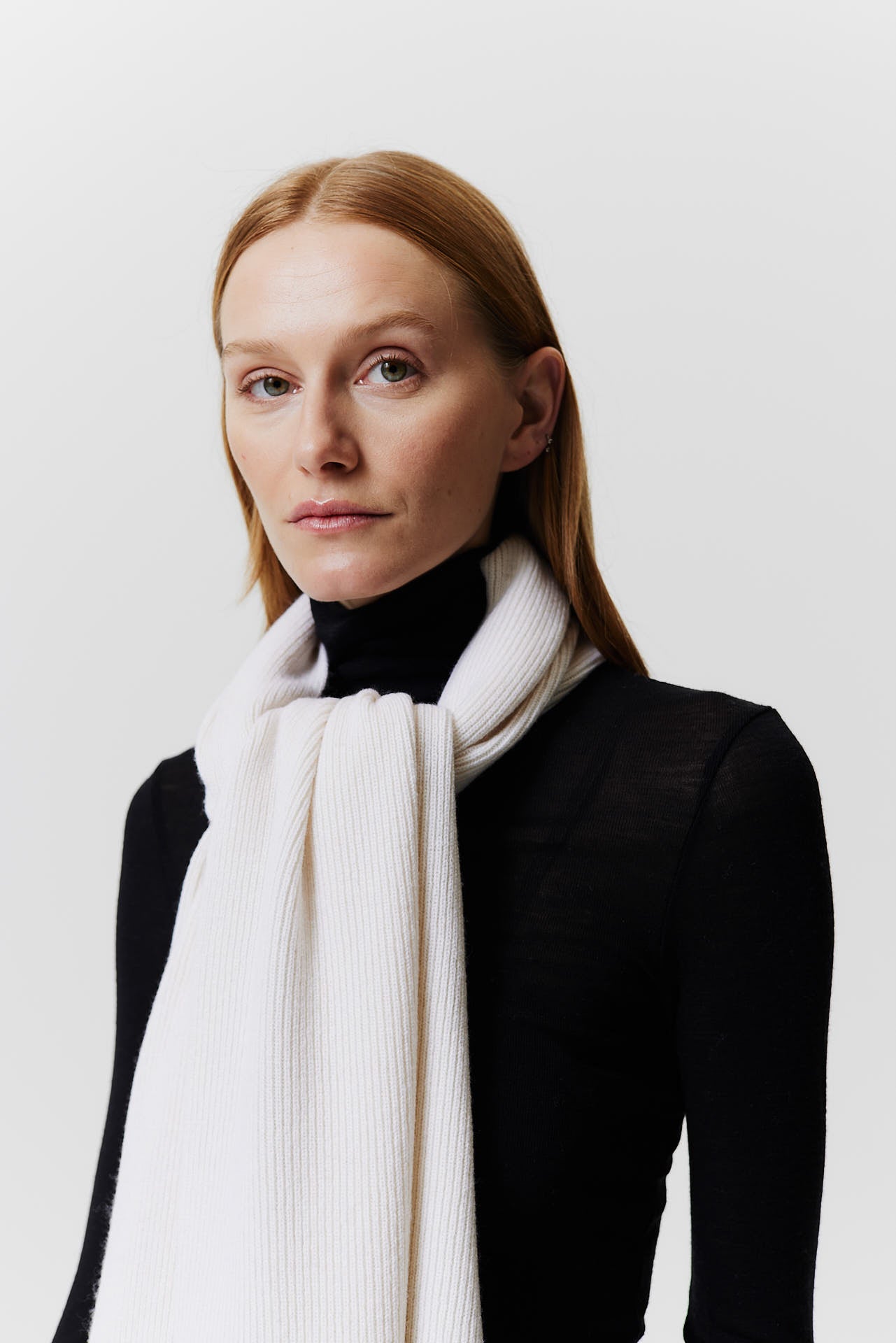 Cashmere Scarf Classic Knit Off-White