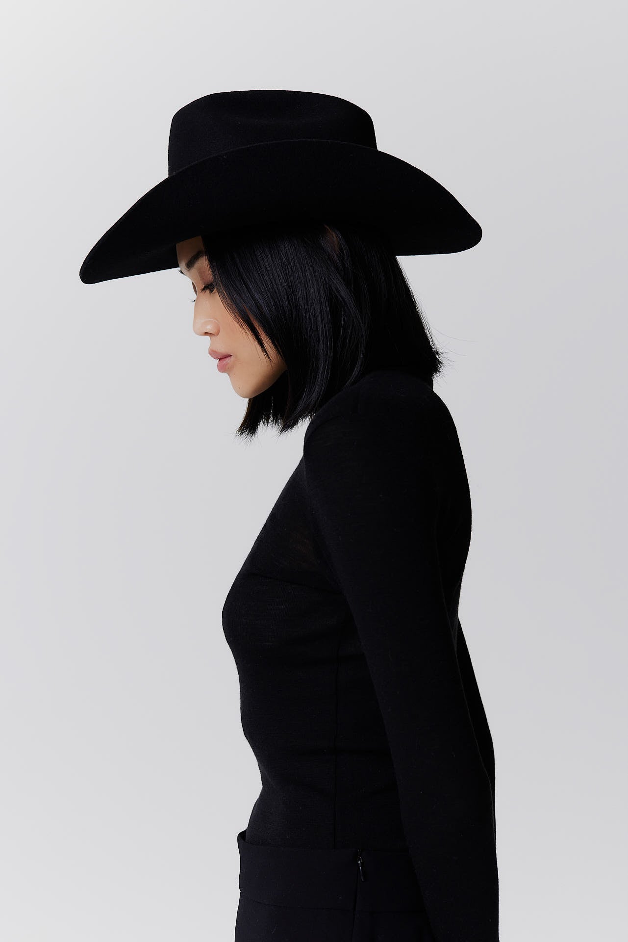 Merino Cowboy Hat Lifted Brim Black