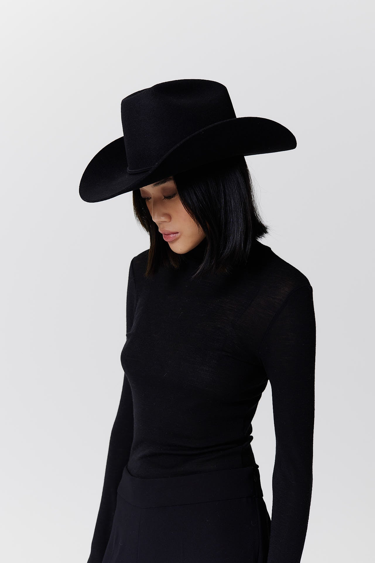 Merino Cowboy Hat Lifted Brim Black