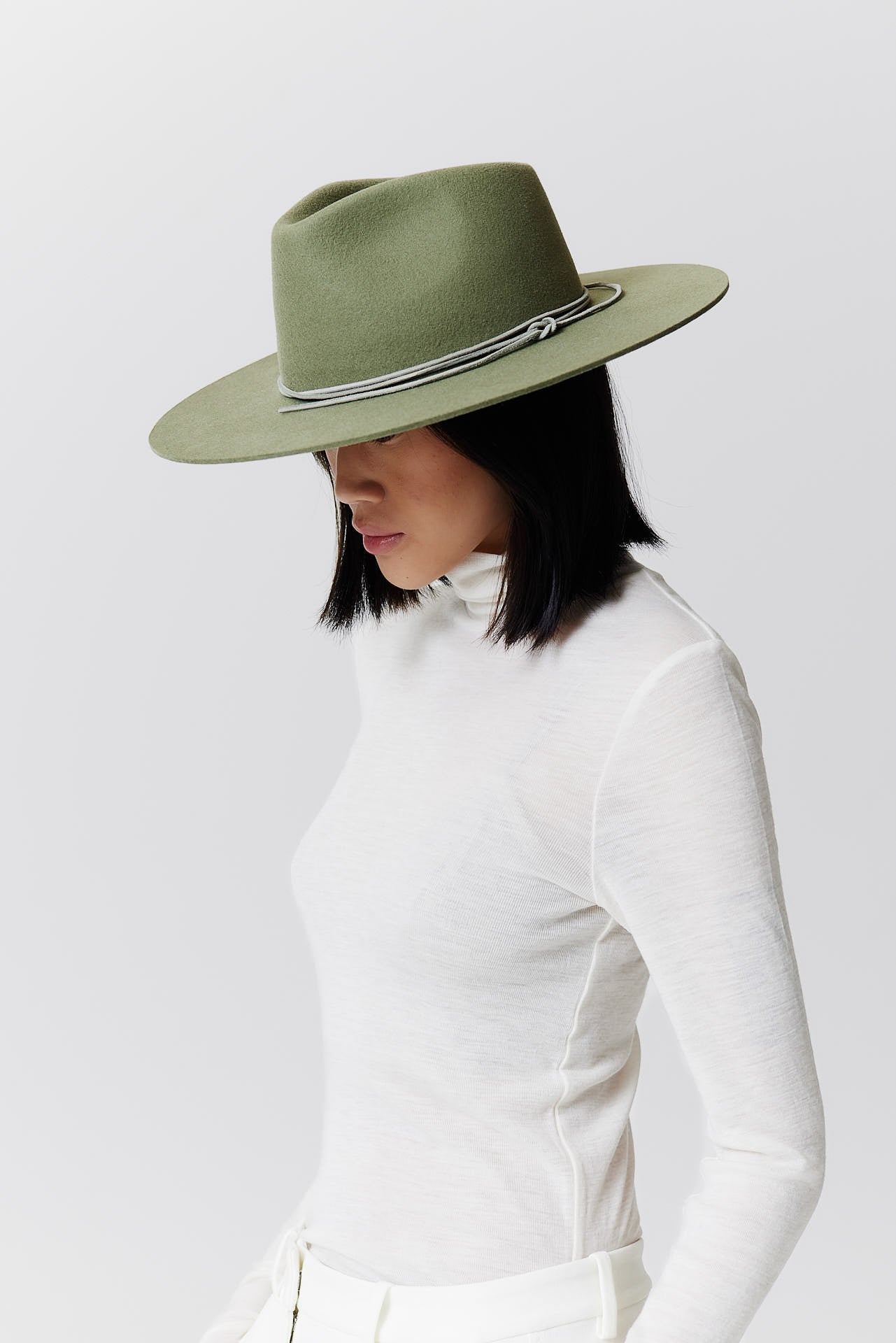 Merino Fedora Hut Classic Brim Pistazie
