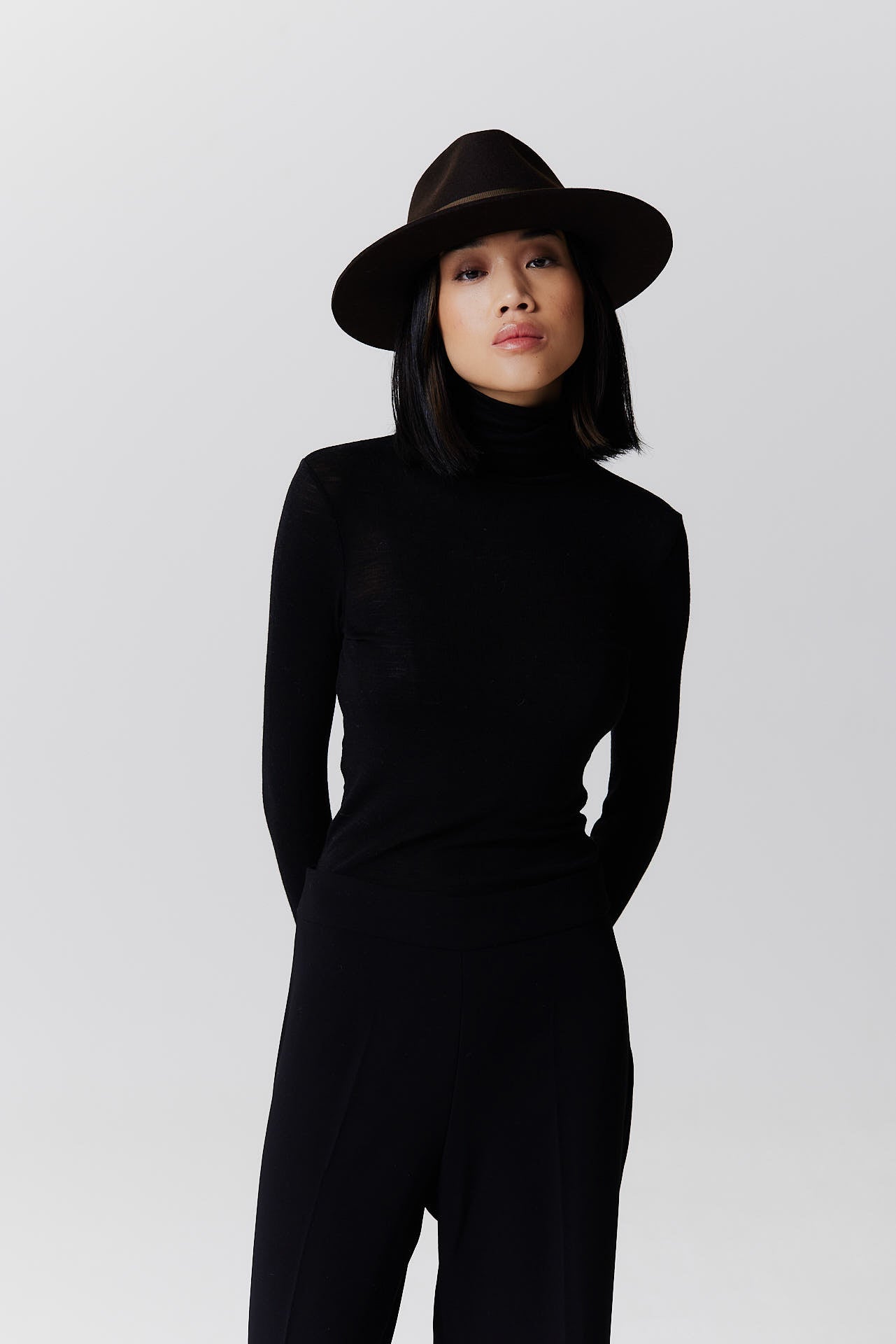 Merino Fedora Hut Short Brim Chocolate