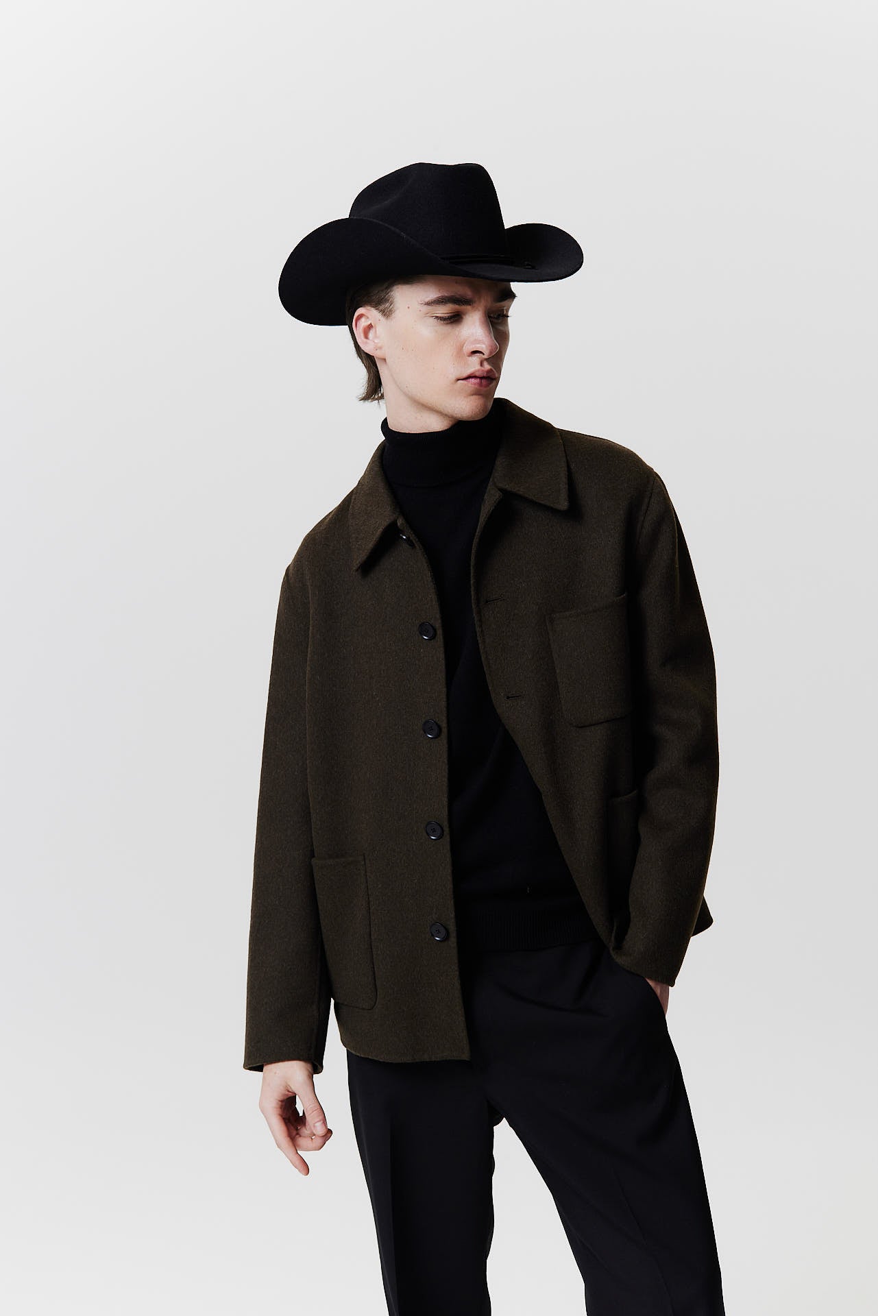 Merino Cowboy Hat Lifted Brim Black