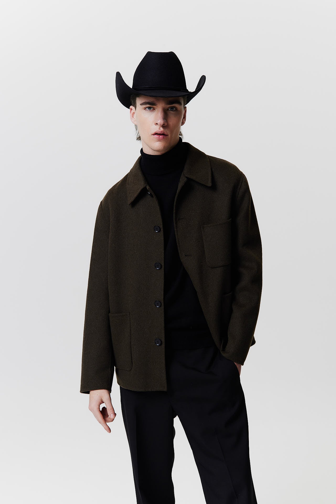 Merino Cowboy Hat Lifted Brim Black