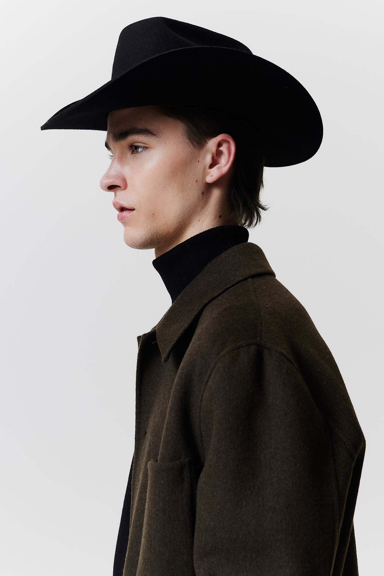 Merino Cowboy Hat Lifted Brim Black