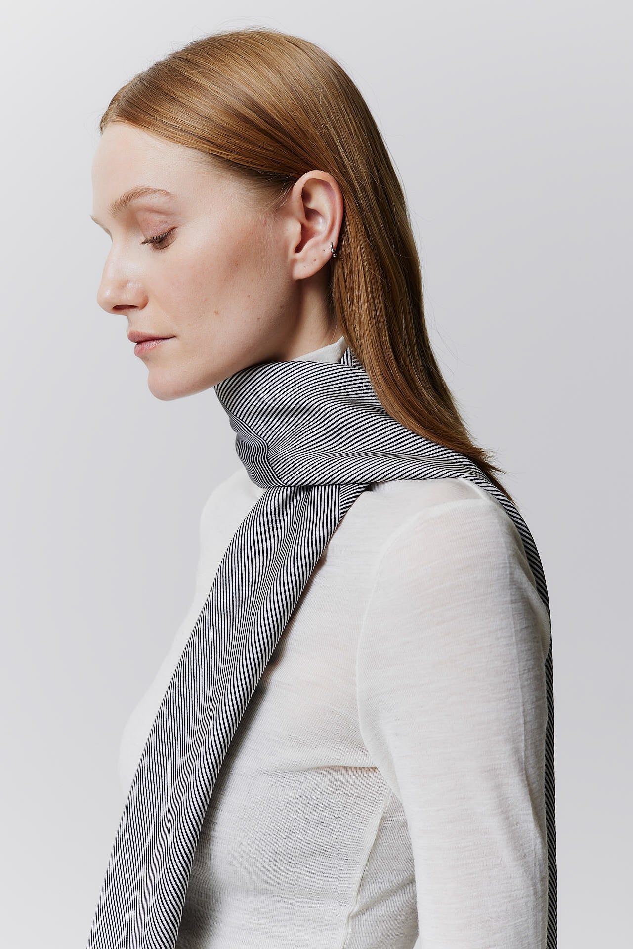Silk Scarf Stripes 123 Off-White