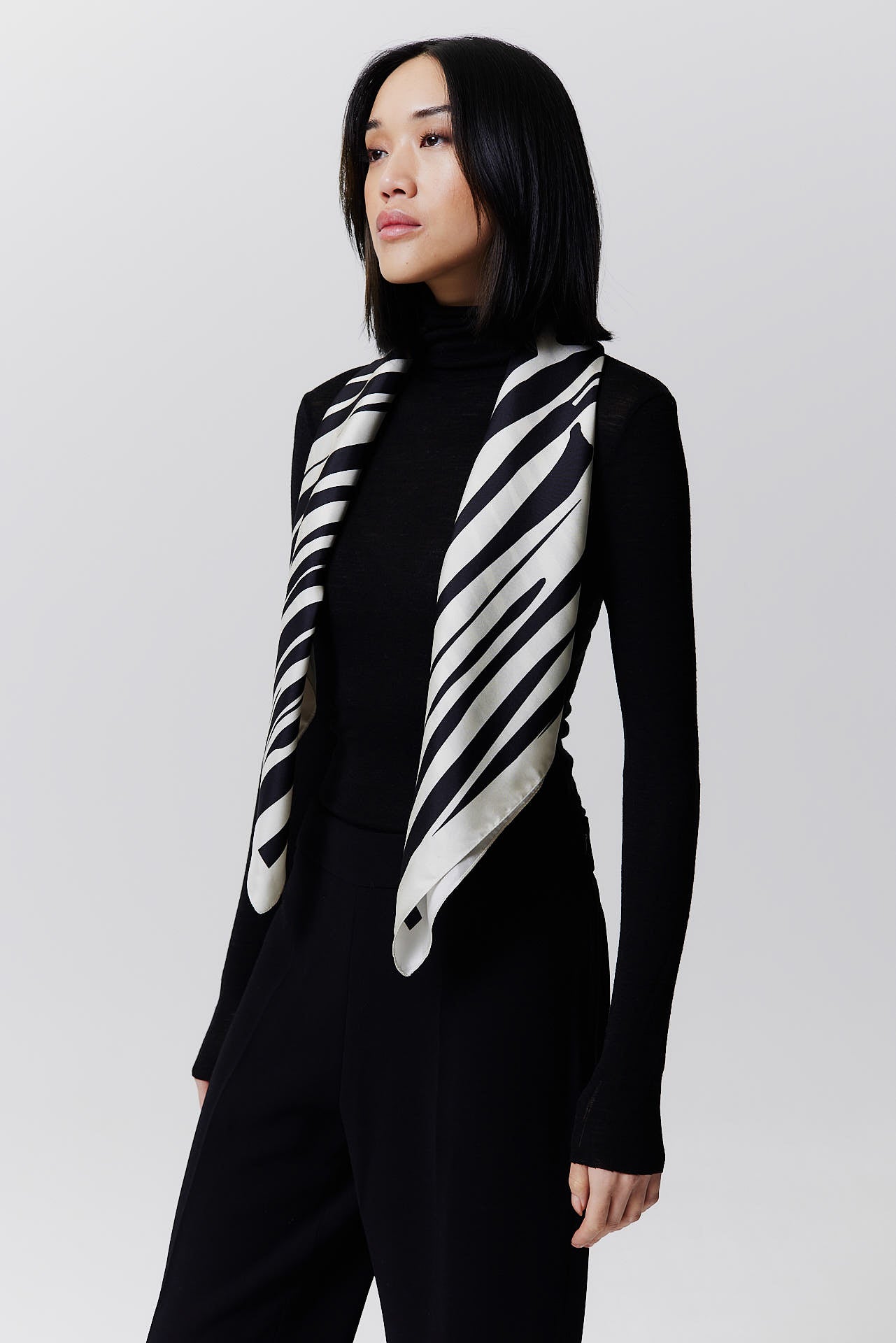 Silk Scarf Zebra 90 Black