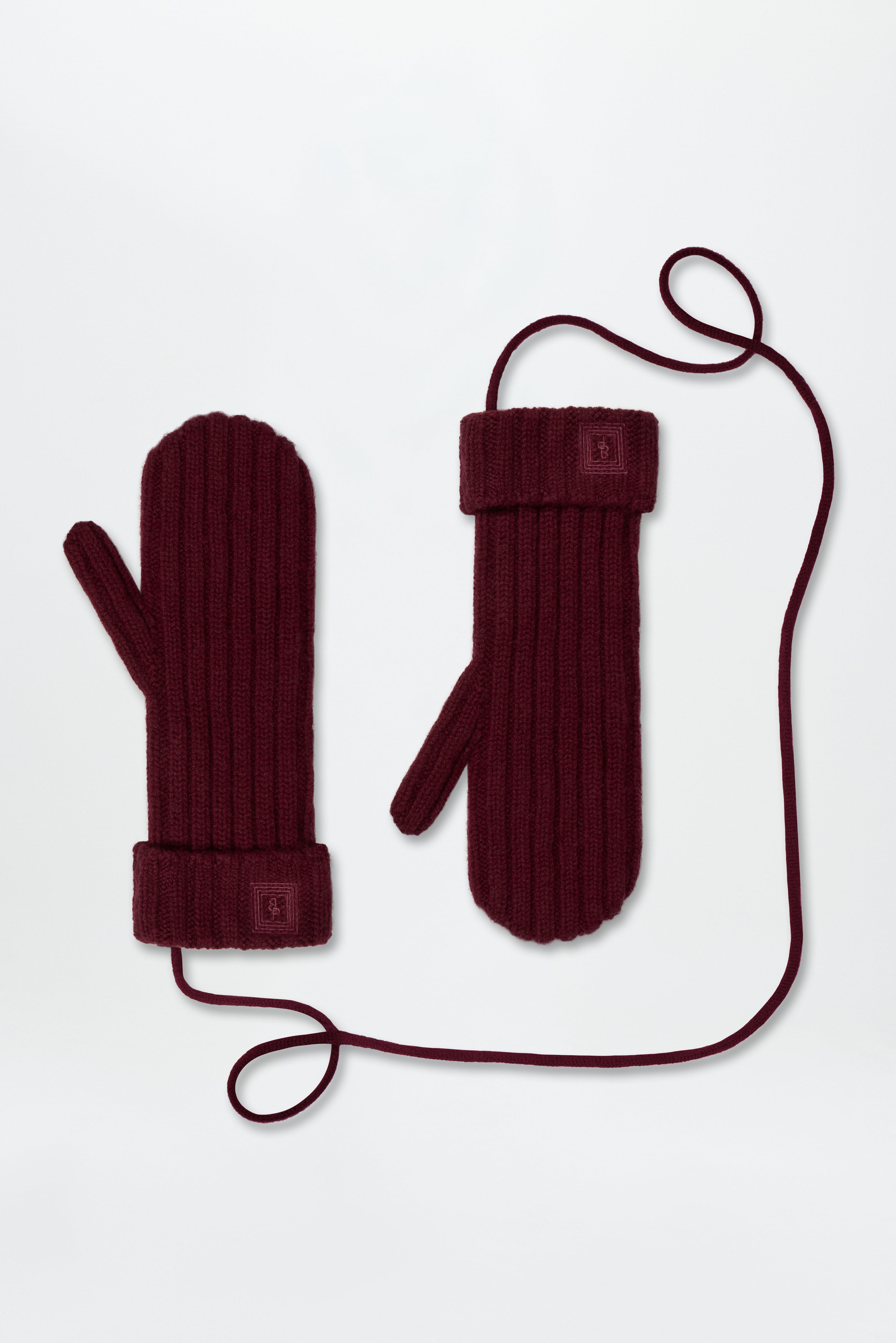 Cashmere Rib Mittens Burgundy