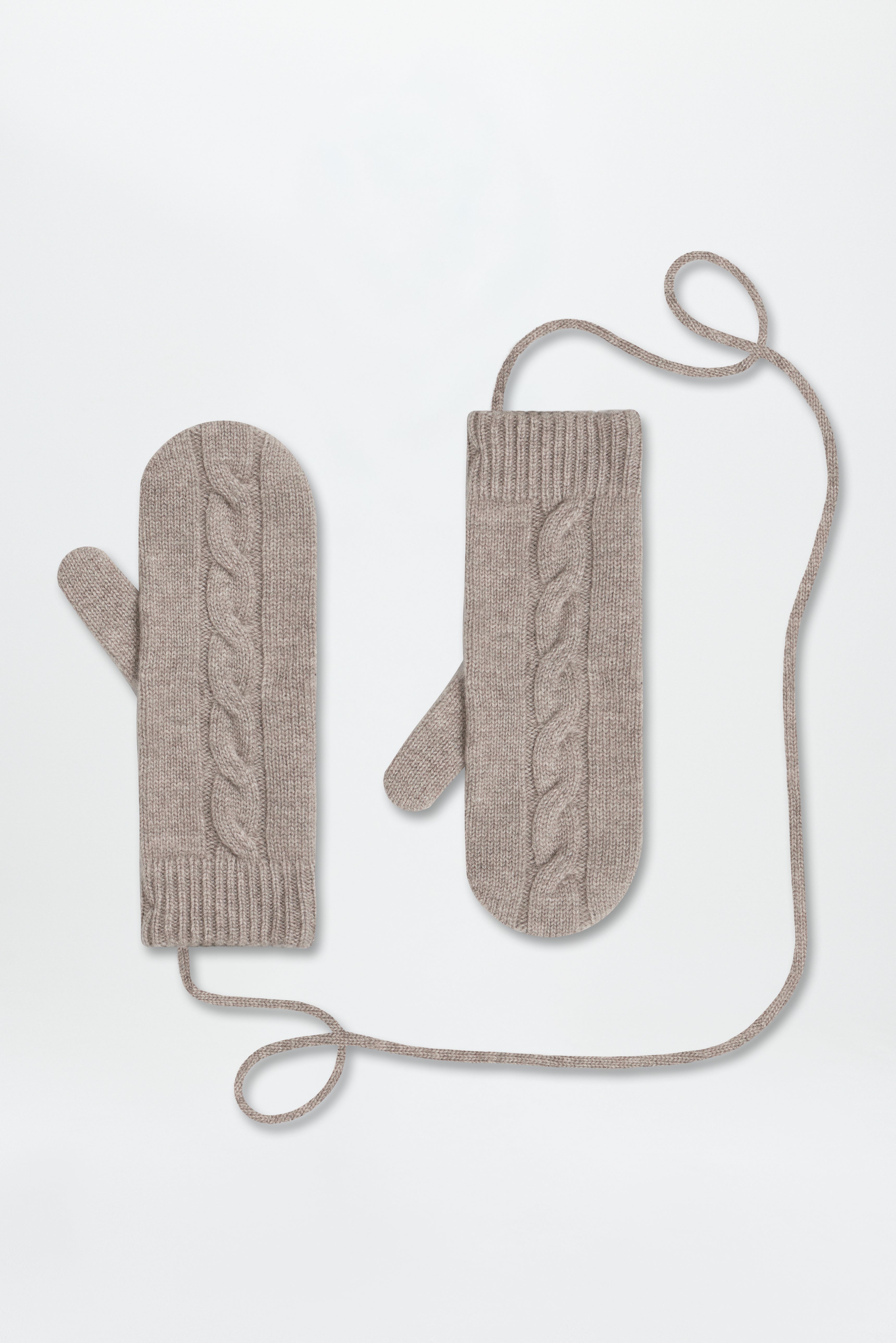 Cashmere Cable Mittens Taupe
