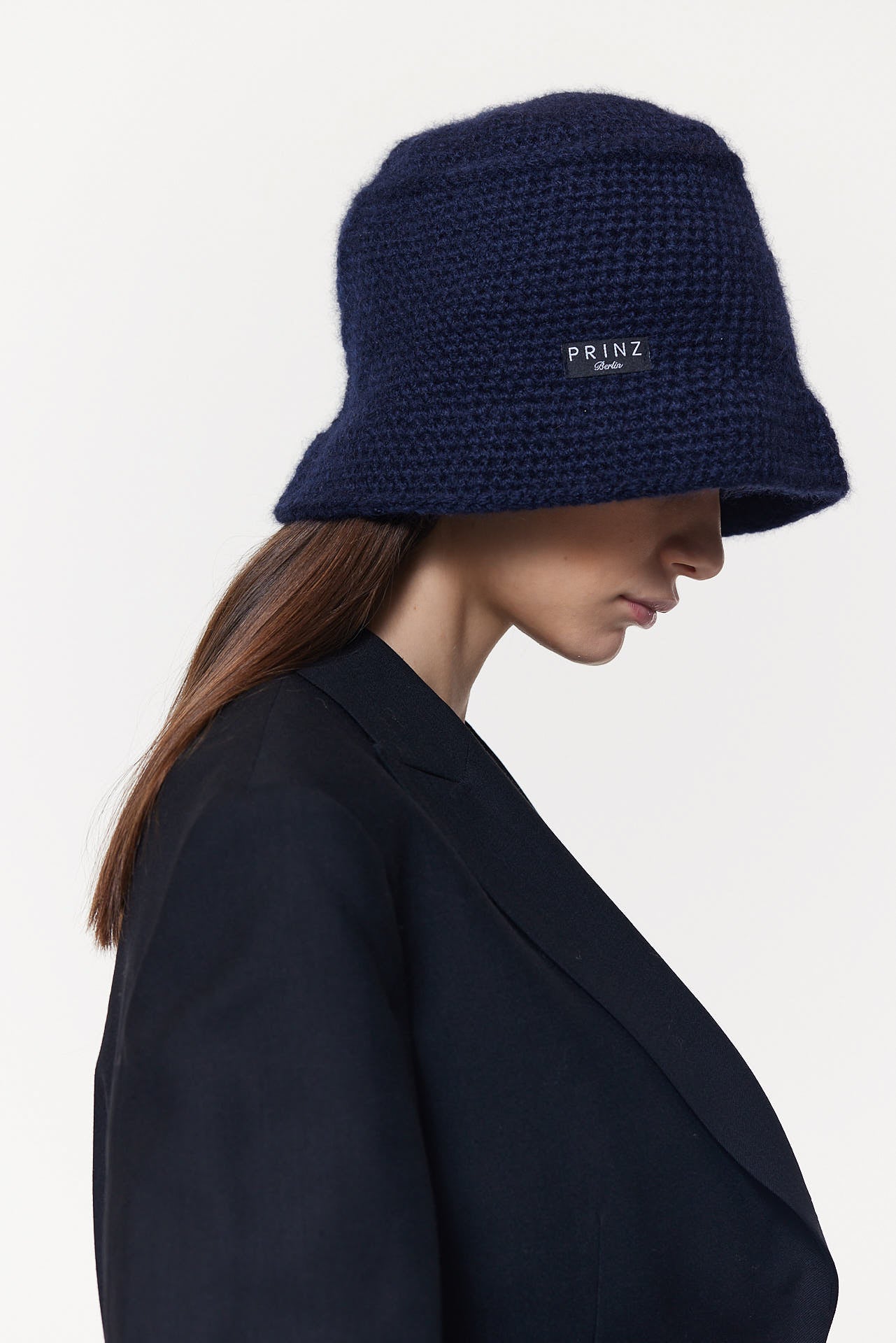 Cashmere Bucket Hat Hand Crochet Dark Blue