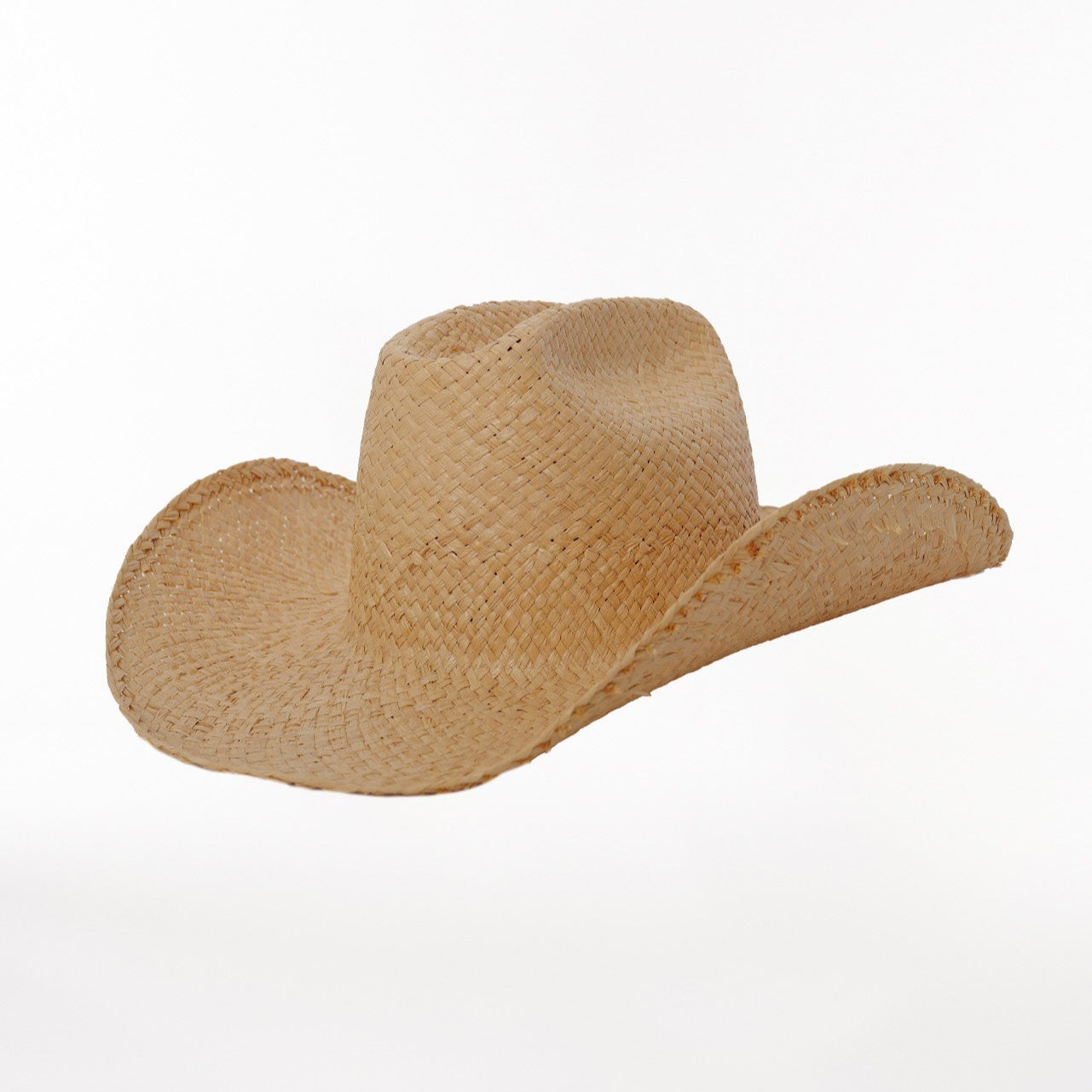 Straw Cowboy Hut Lifted Brim Natural