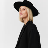 Fedora Hut Damen aus Merino Wolle Black Prinz Berlin Lookbook