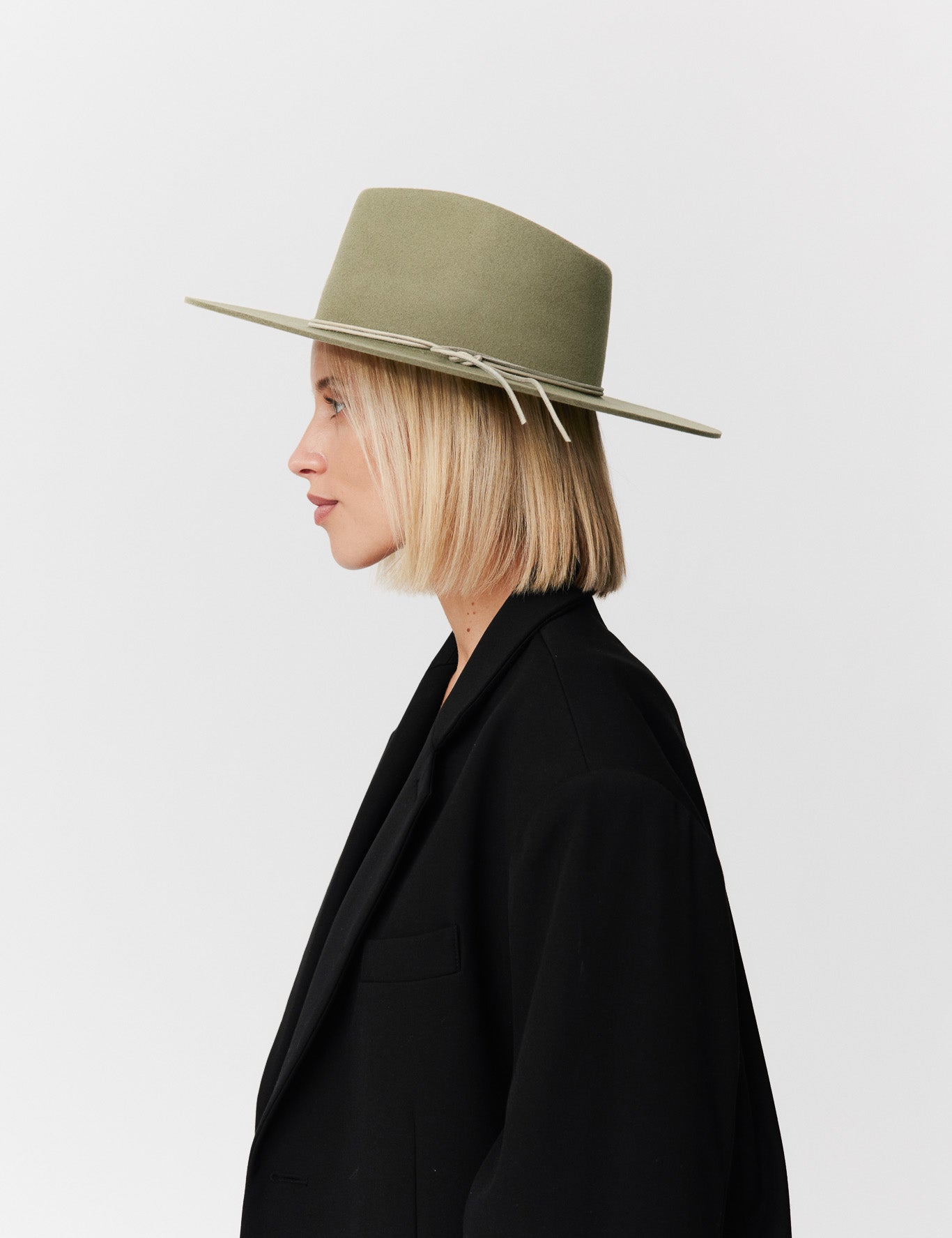 Fedora Hut Damen aus Merino Wolle Pistachio Prinz Berlin Lookbook