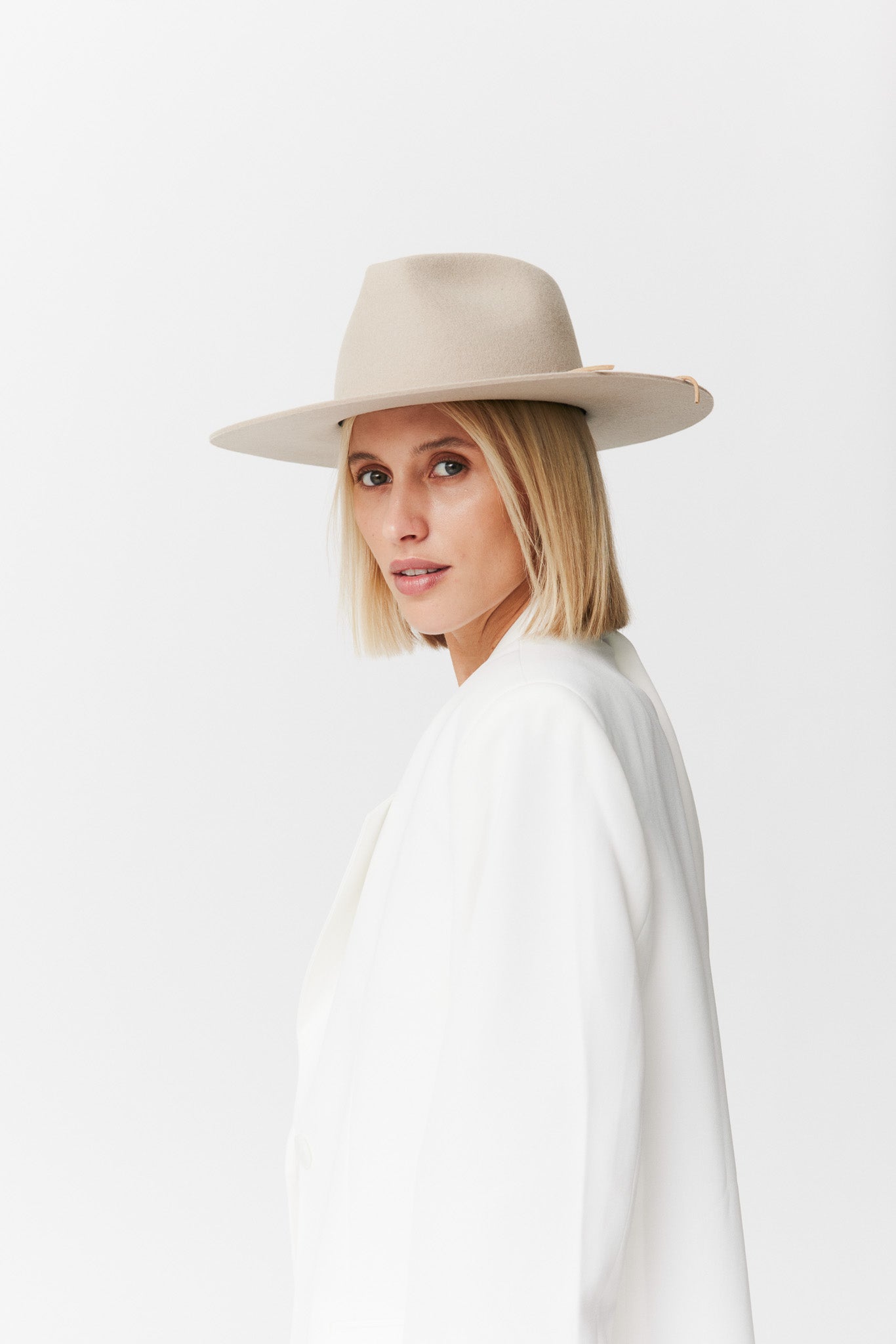 Merino Fedora Hut Classic Brim Sesam