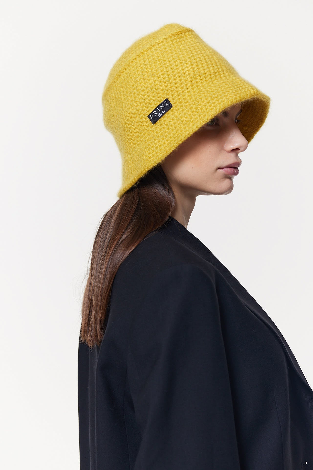 Cashmere Bucket Hat Hand Crochet Yellow