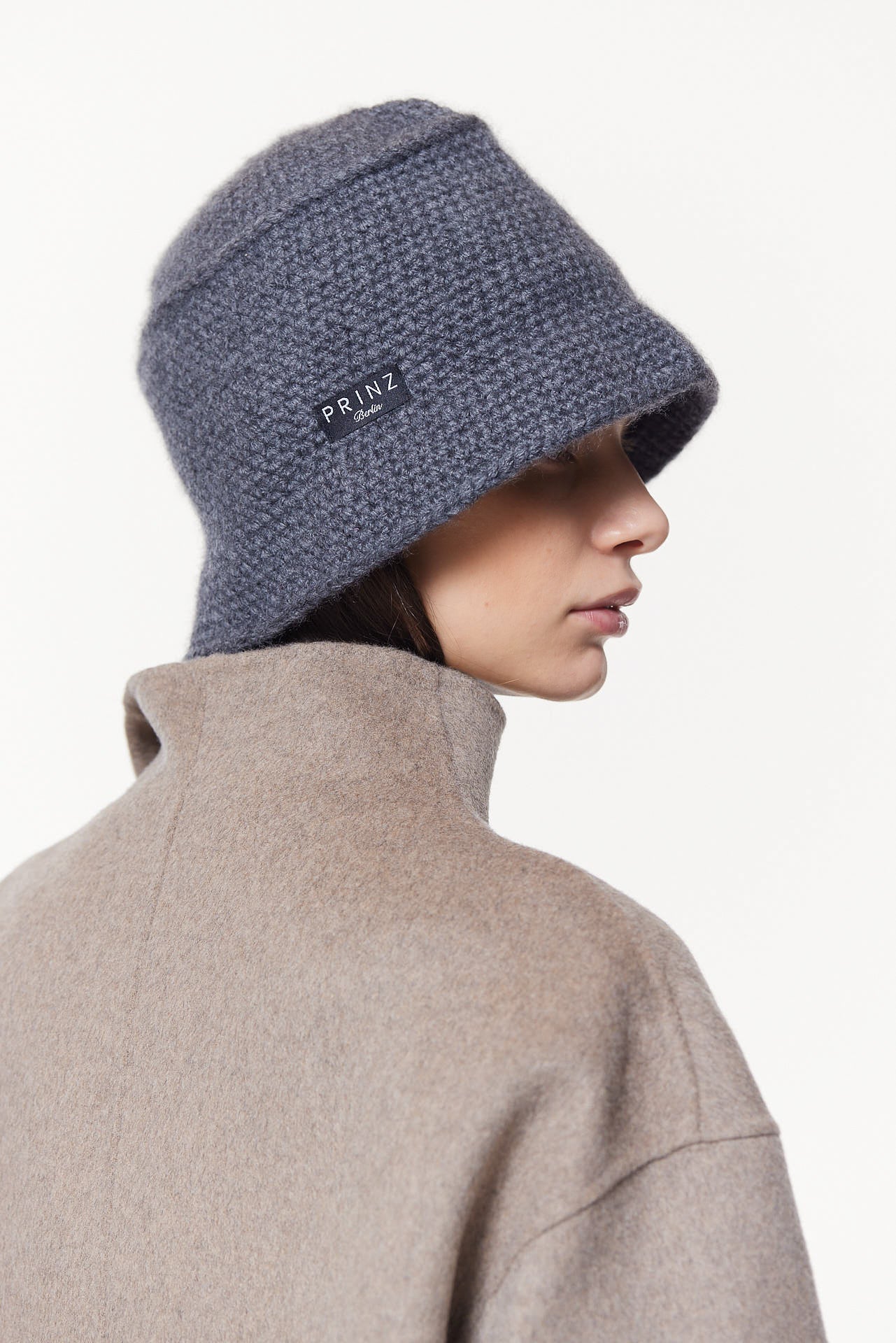 Cashmere Bucket Hat Hand Crochet Grey 